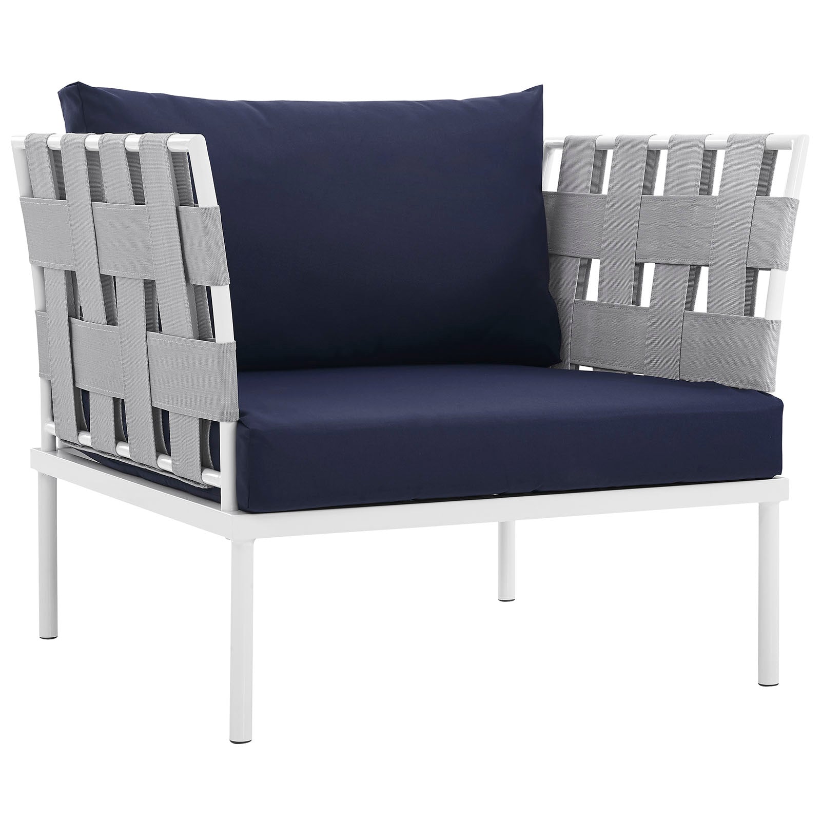 Harmony Outdoor Patio Aluminum Armchair - White Navy