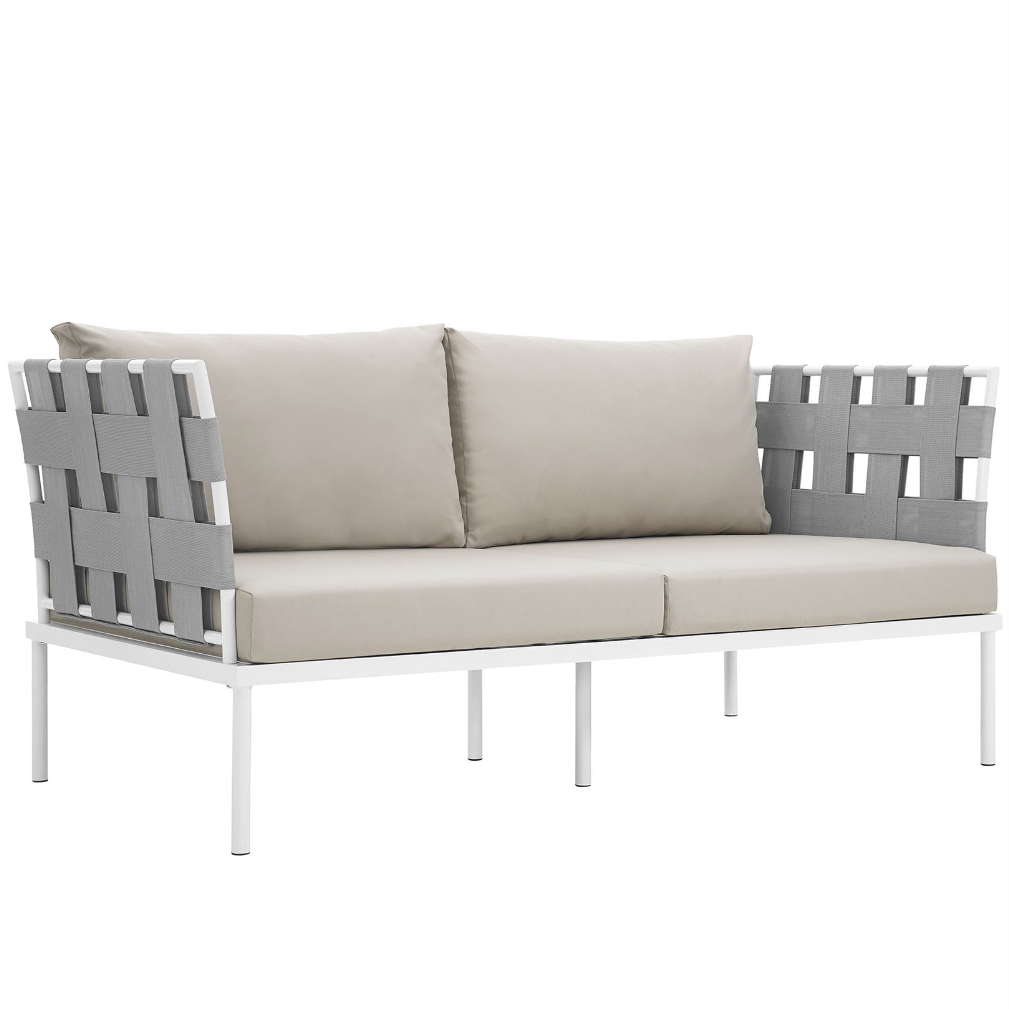 Harmony Outdoor Patio 64 Loveseat - All-Weather Waterproof, Silk Polyester Weave, Powder Coated Aluminum Bases, Non-Marking Foot Caps. Perfect For Porch, Patio, Balcony, Garden.