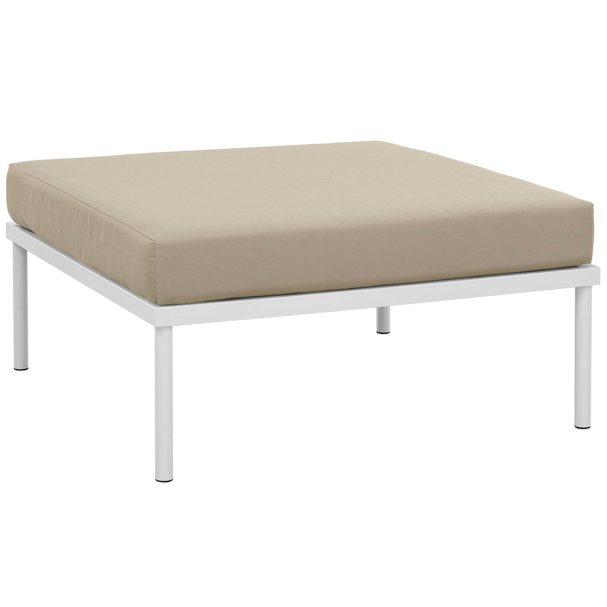Harmony Outdoor Patio Aluminum Ottoman - White Beige