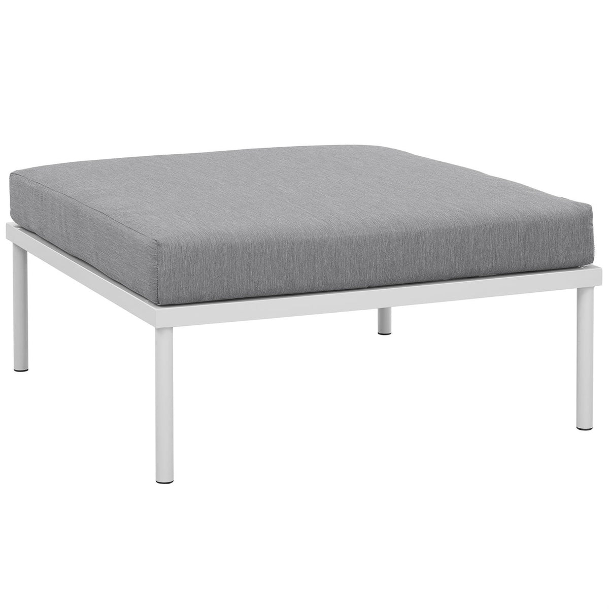 Casafoyer Harmony Aluminum Outdoor Patio Ottoman With Cushion In White Gray