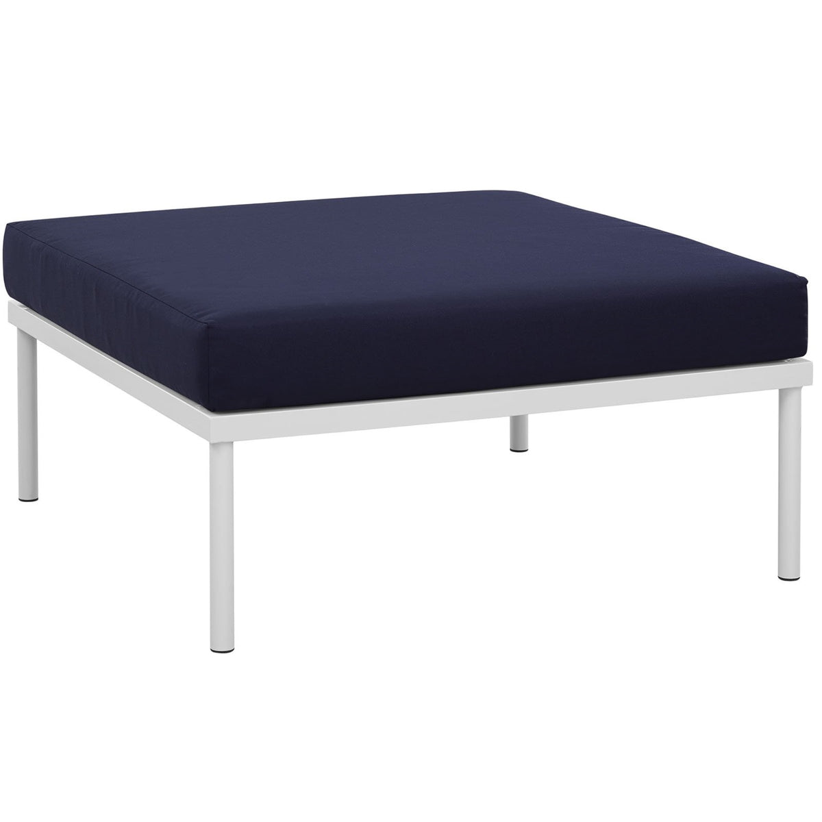 Casafoyer Harmony Aluminum Outdoor Patio Ottoman With Cushion In White Navy