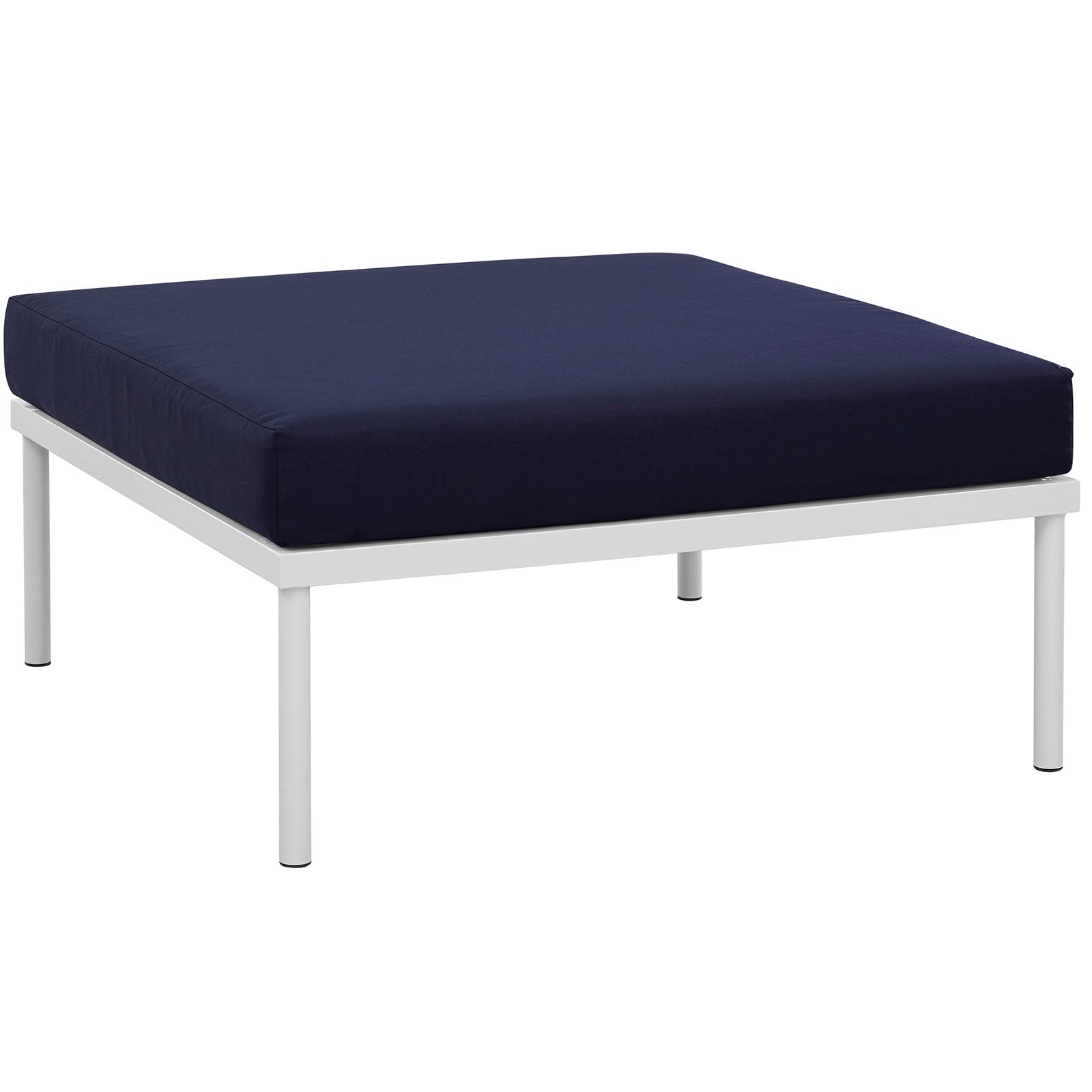 Harmony Outdoor Patio Aluminum Ottoman - White Navy