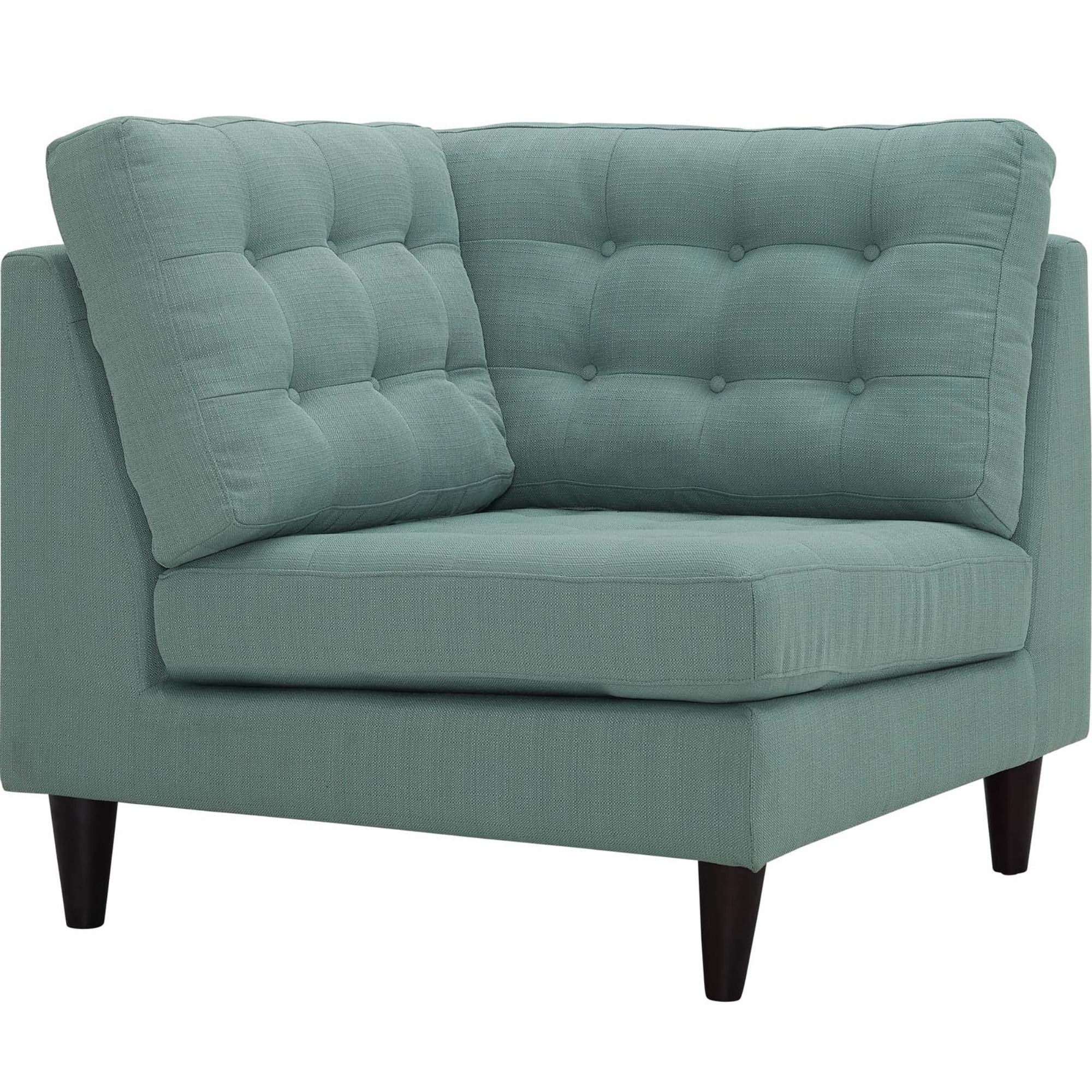 Empress Exquisite Design Tufted Button Corner Sofa - Elegant, Luxurious, High-Quality Fabric Upholstery, Solid Wood Legs, Floor Protection.