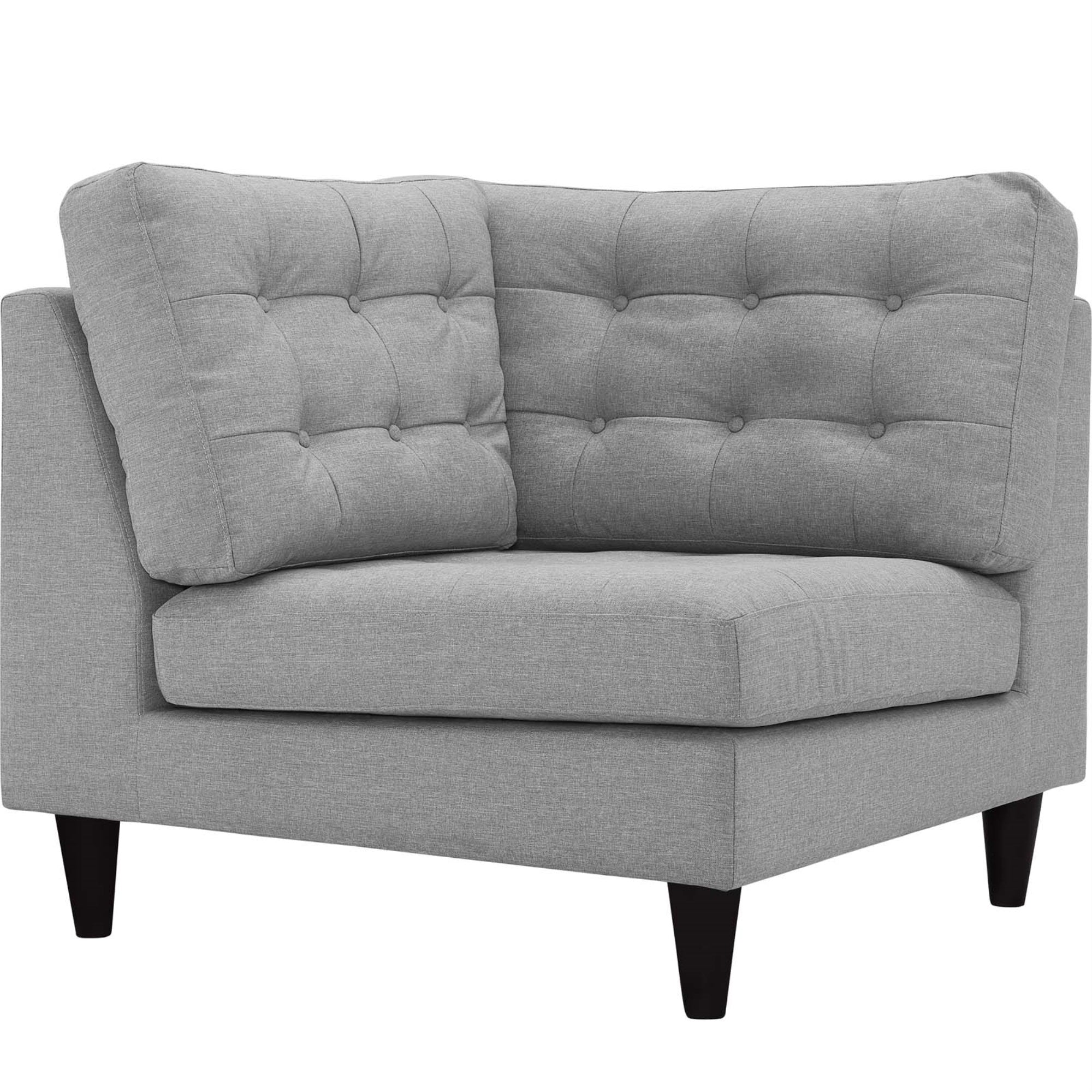 Empress Holistic Furniture: Tufted Buttons, Luxurious Cushions, Regal Armrests. Solid Wood Legs With Floor-Protecting Glides. Lavish Upholstery. Opulent Corner Sofa.
