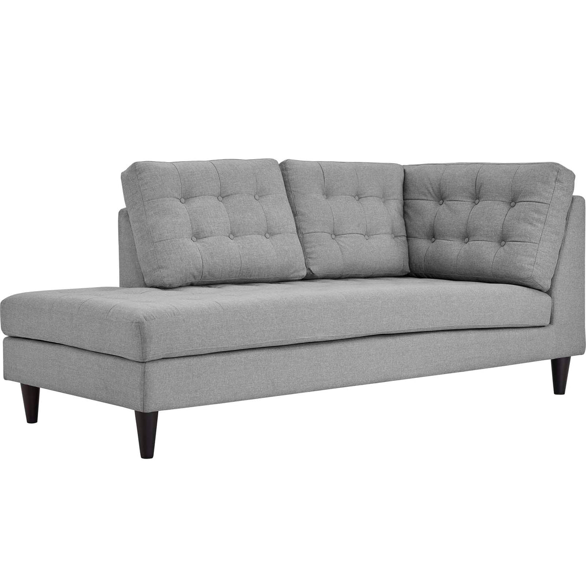 Empress Upholstered Fabric Left Facing Bumper - Light Gray