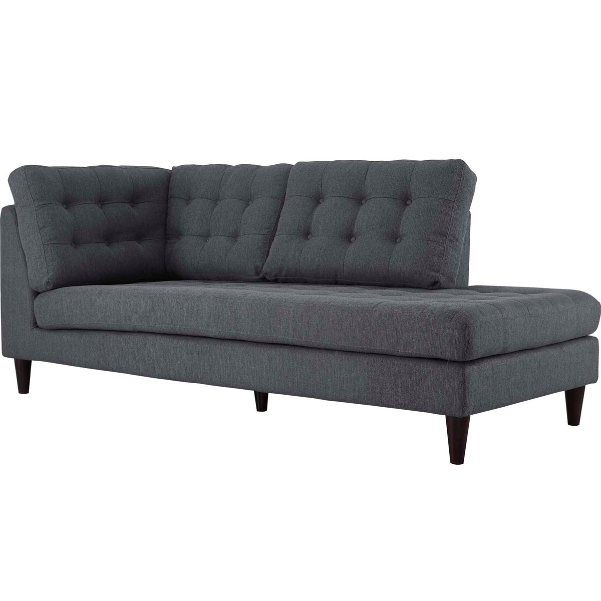 Empress Upholstered Fabric Right Facing Bumper - Gray
