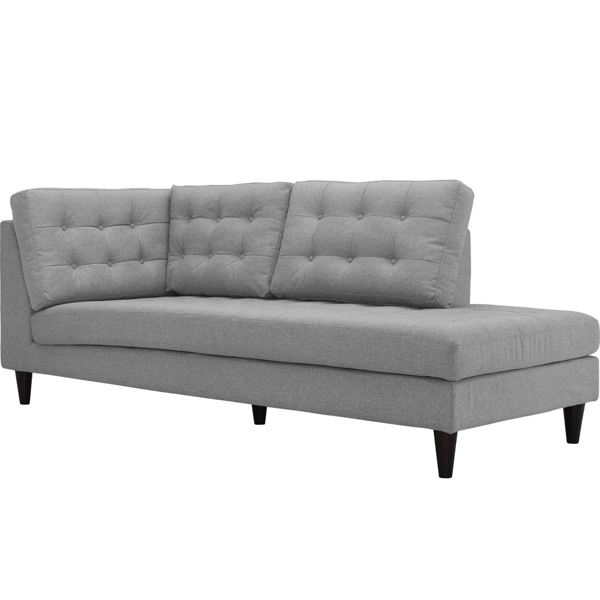 Empress Exquisite Design Tufted Chaise - Elegant Upholstered Fabric - Opulent Home Decor - Solid Wood Legs - Luxurious Cushions - Light Gray