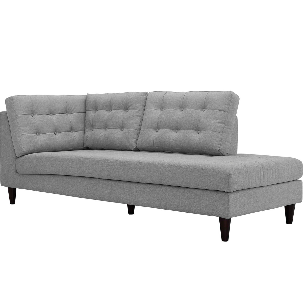 Empress Upholstered Fabric Right Facing Bumper - Light Gray