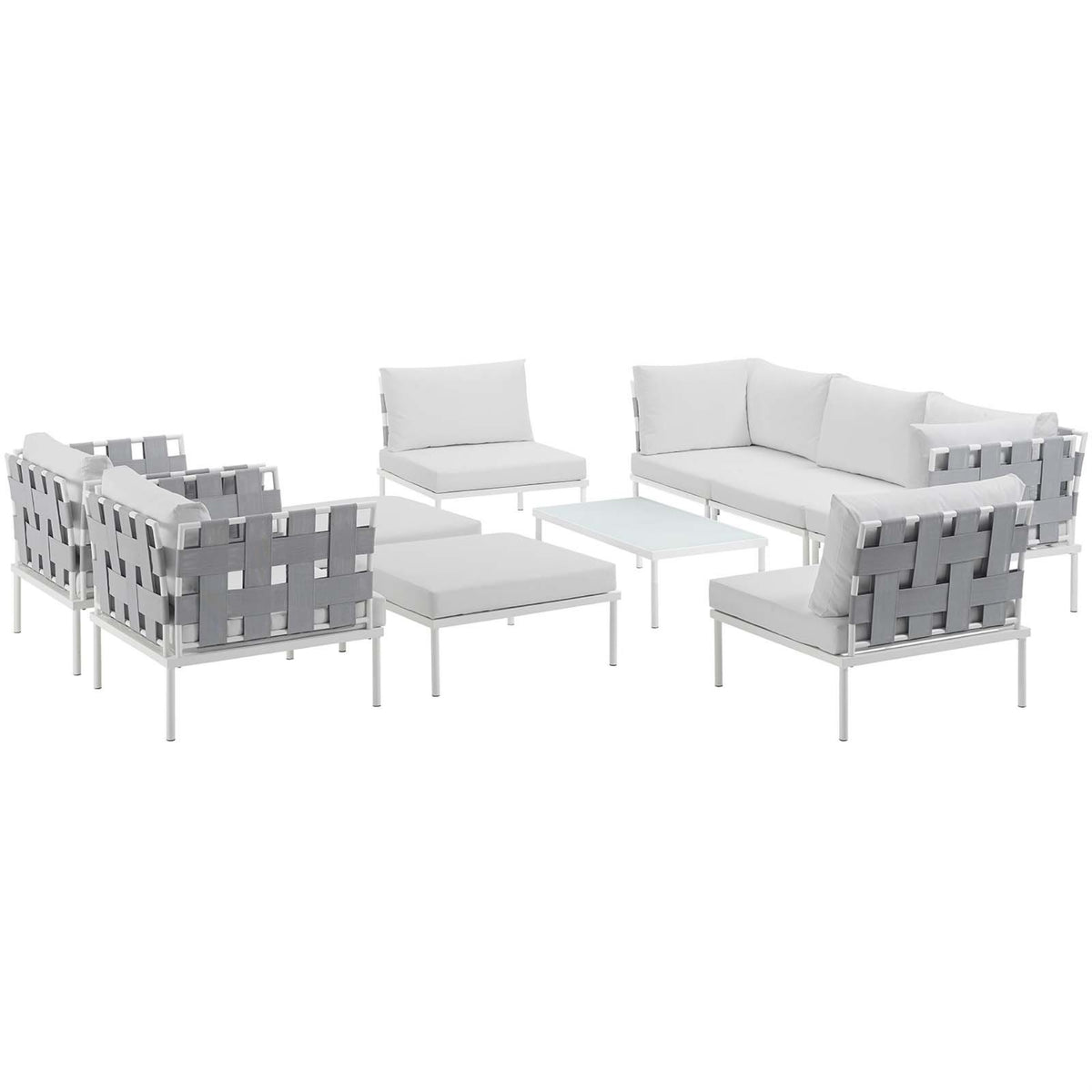 Casafoyer Harmony 10 Piece Outdoor Patio Aluminum Sectional Sofa Set In White White