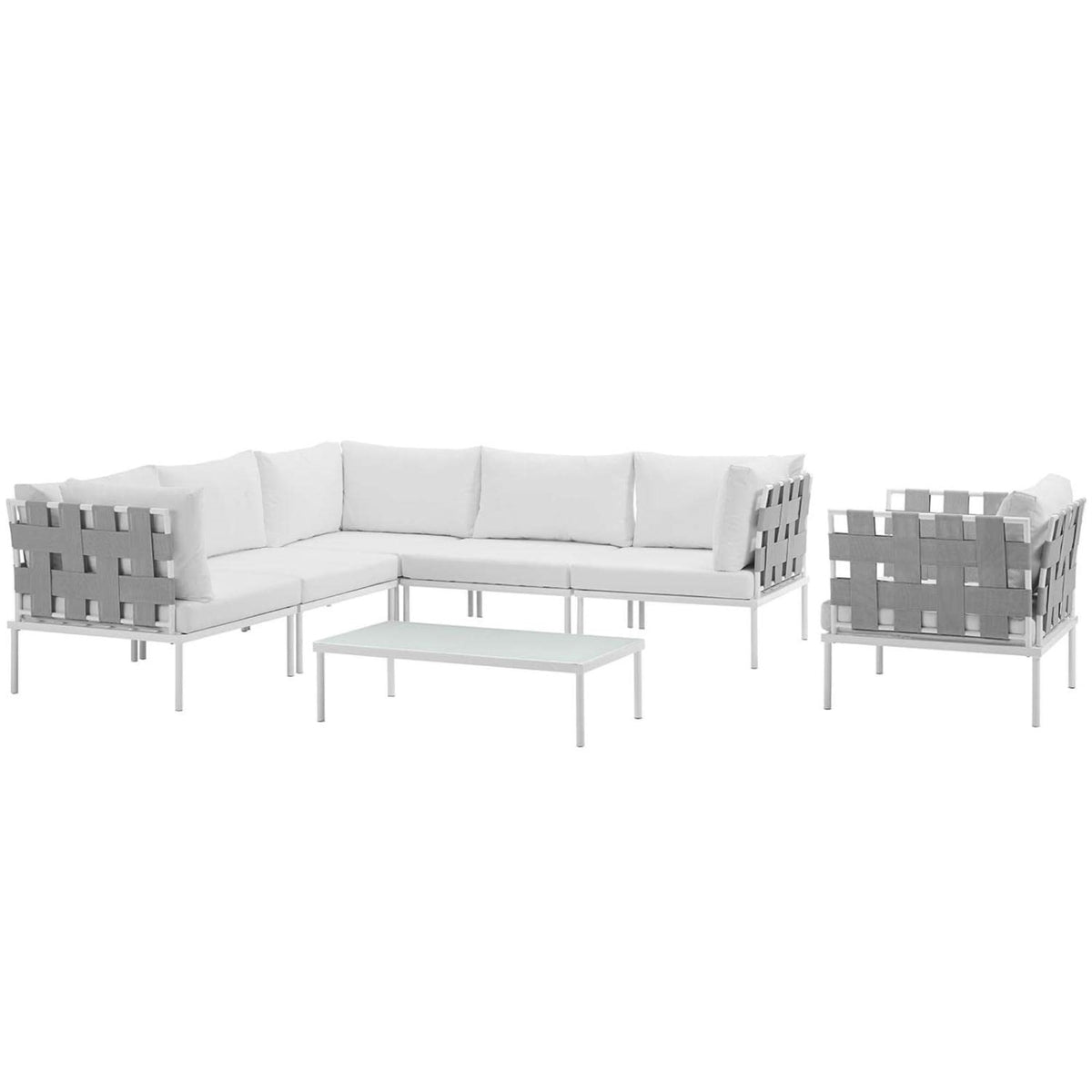 Casafoyer Harmony 7-Piece Aluminum Outdoor Patio Furniture Sectional Sofa Set With Cushions In White White