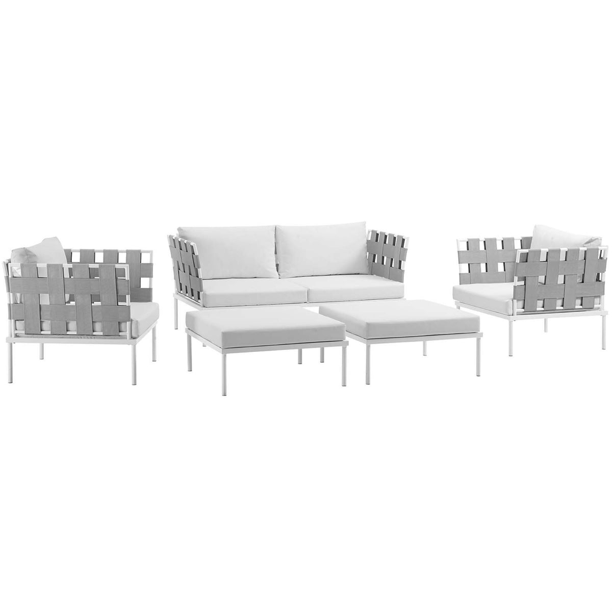 Casafoyer Harmony Aluminum Outdoor Patio Furniture 5-Piece Sectional Sofa Set In White White