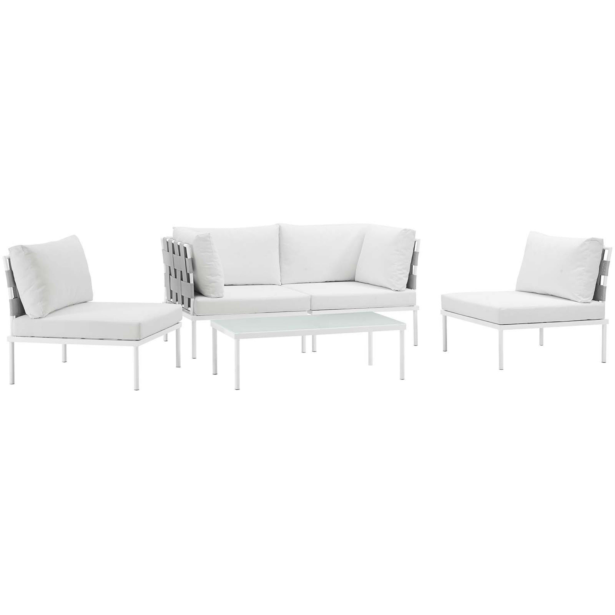 Casafoyer Harmony 5-Piece Aluminum Outdoor Patio Furniture Sectional Sofa Set With Cushions In White White