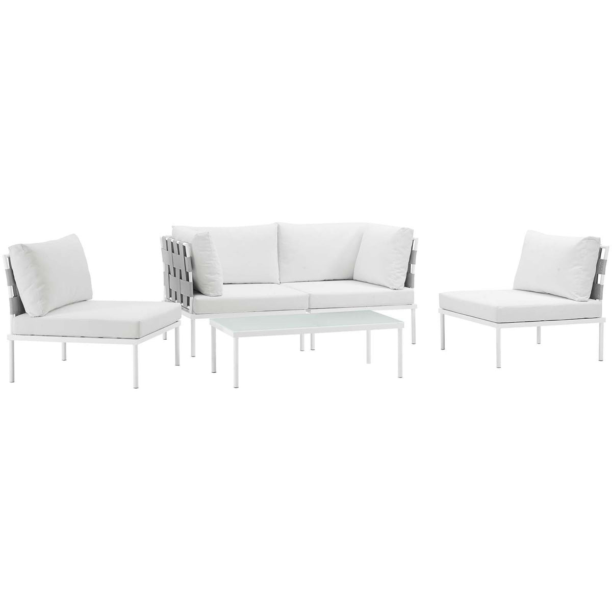 Casafoyer Harmony 5-Piece Aluminum Outdoor Patio Furniture Sectional Sofa Set With Cushions In White White