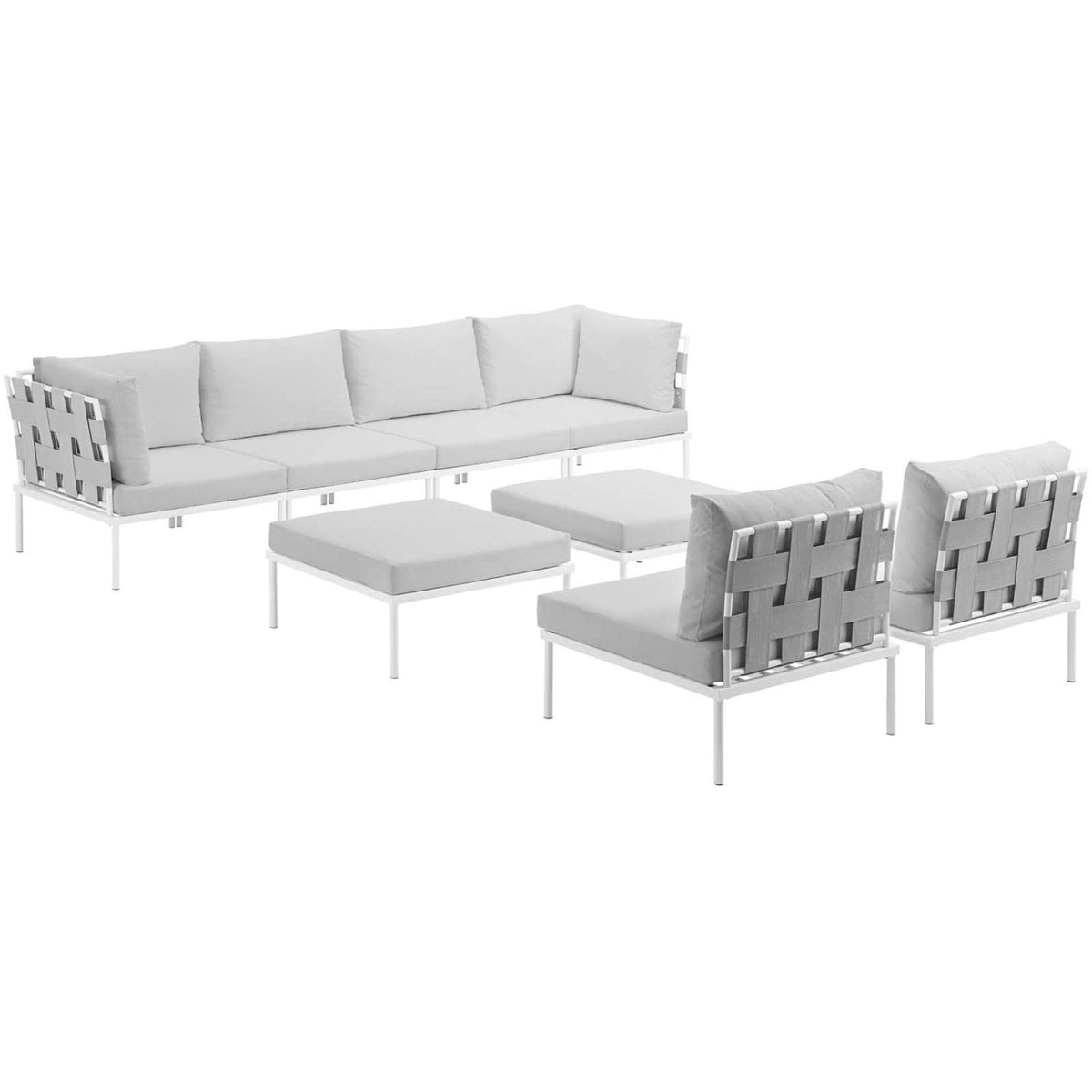 Casafoyer Harmony Aluminum Outdoor Patio Furniture 8-Piece Sectional Sofa Set In White White