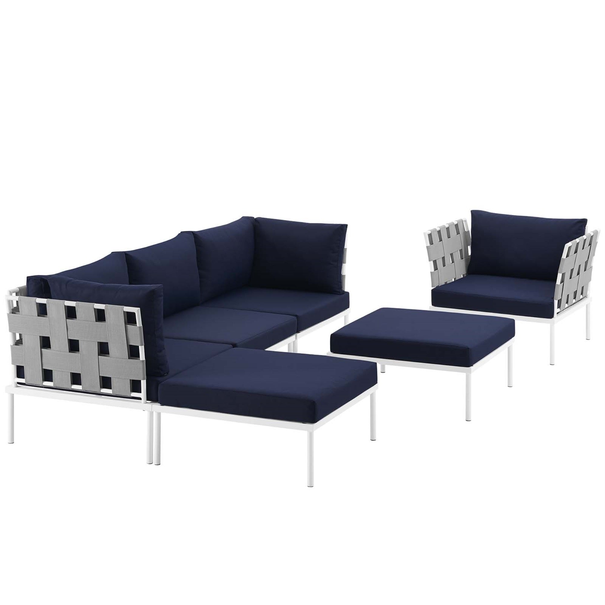 Harmony Outdoor Patio Sectional Sofa Furniture Set - Comfortable & Stylish | All-Weather Waterproof | Machine Washable Cushions | Modern Design | Includes Armchair, Armless Chair, Corner Sofas, Ottomans
