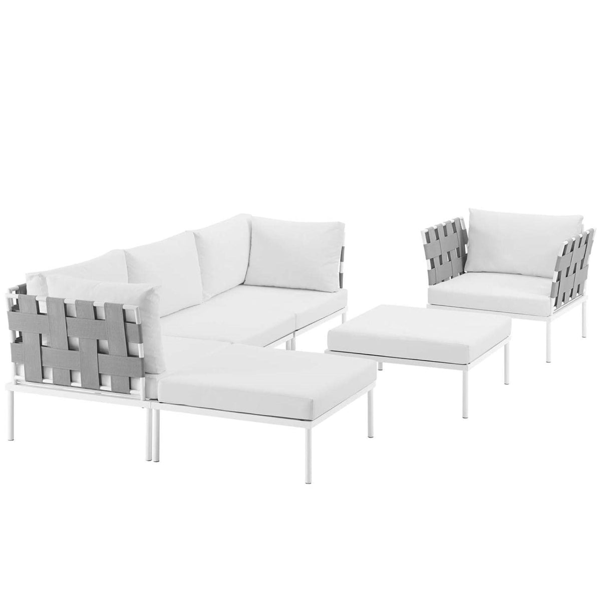 Casafoyer Harmony Aluminum Outdoor Patio Furniture 6-Piece Sectional Sofa Set In White White