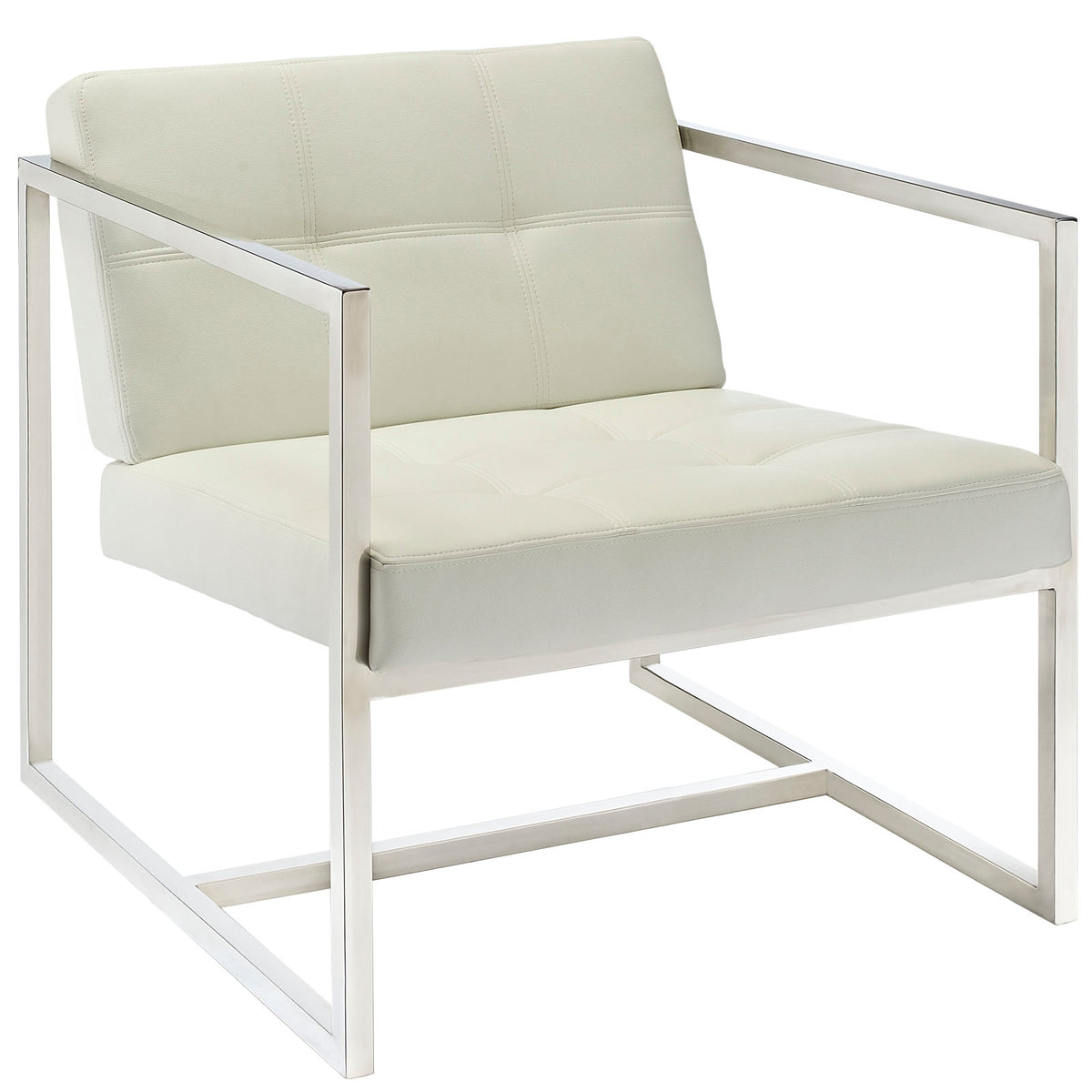 Hover Upholstered Vinyl Lounge Chair - White
