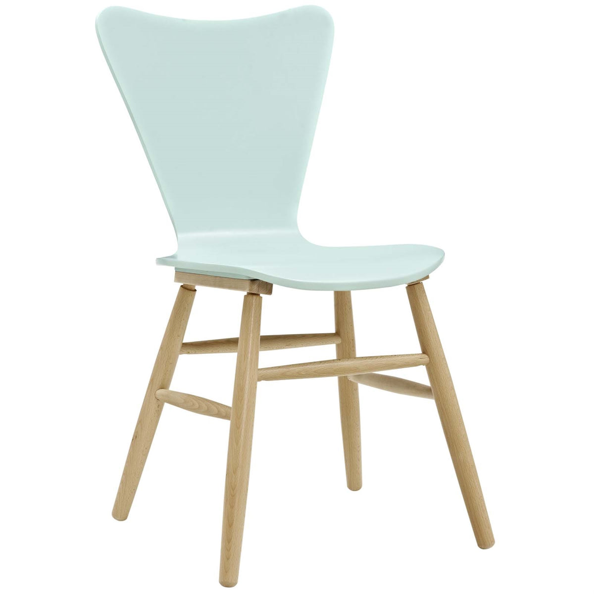Cascade Dining Chair - Mid-Century Modern Design, Contoured Waterfall Seat, Flared Back, Painted Bentwood, Natural Dowel Beechwood Legs, Sturdy Support, 331Lb Capacity, Versatile & Stylish