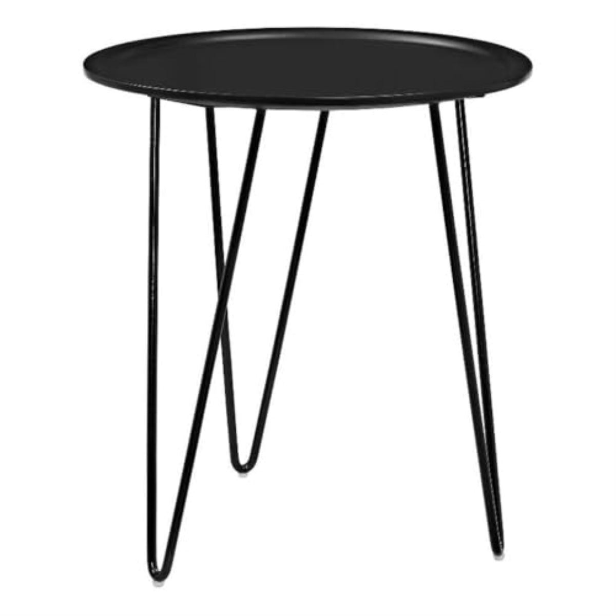 Casafoyer Digress Mid-Century Round Side Table With Hairpin Legs In Black