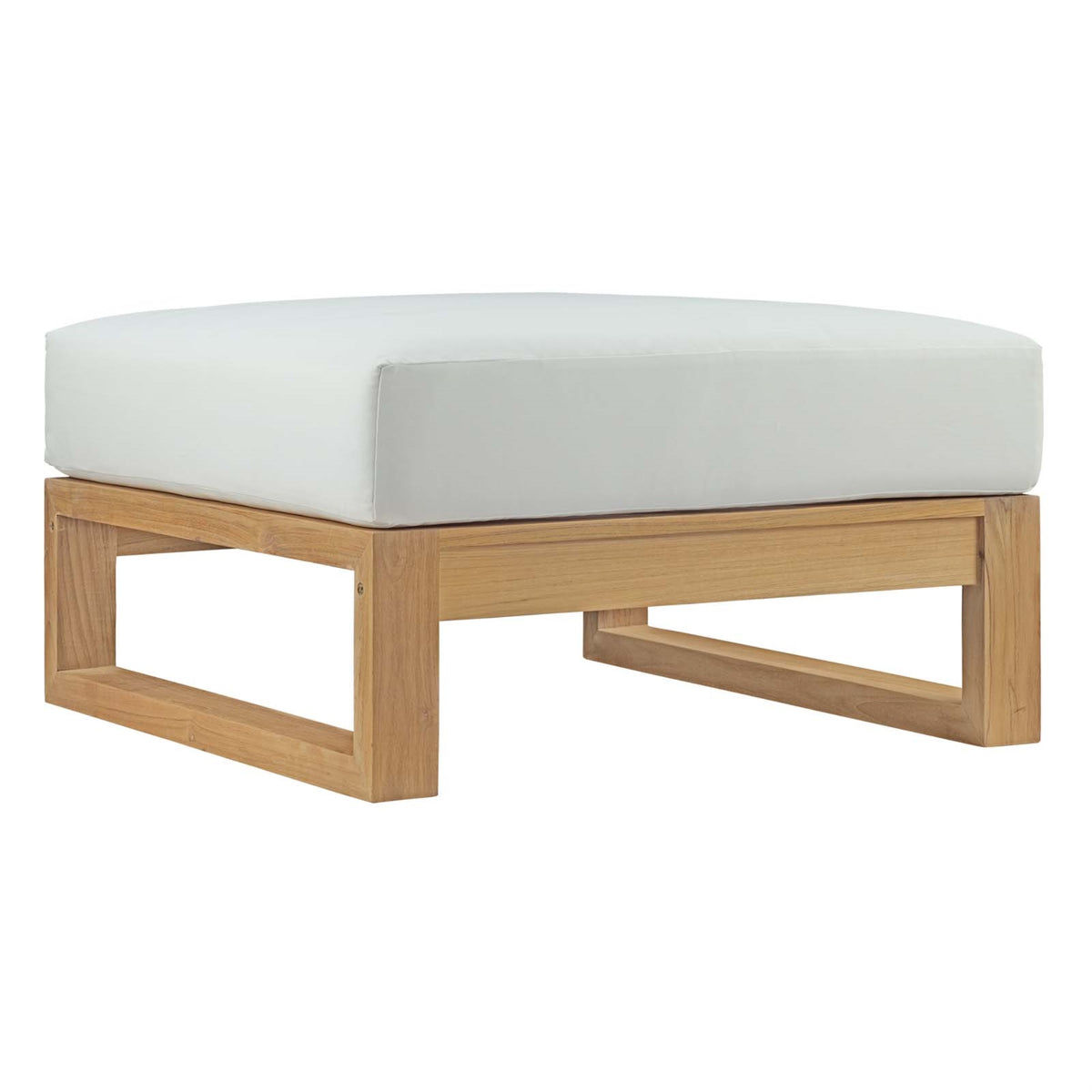 Upland Teak Wood Outdoor Patio Ottoman - Durable And Stylish Furniture For Balconies, Backyards, And Gardens. Easy Assembly.