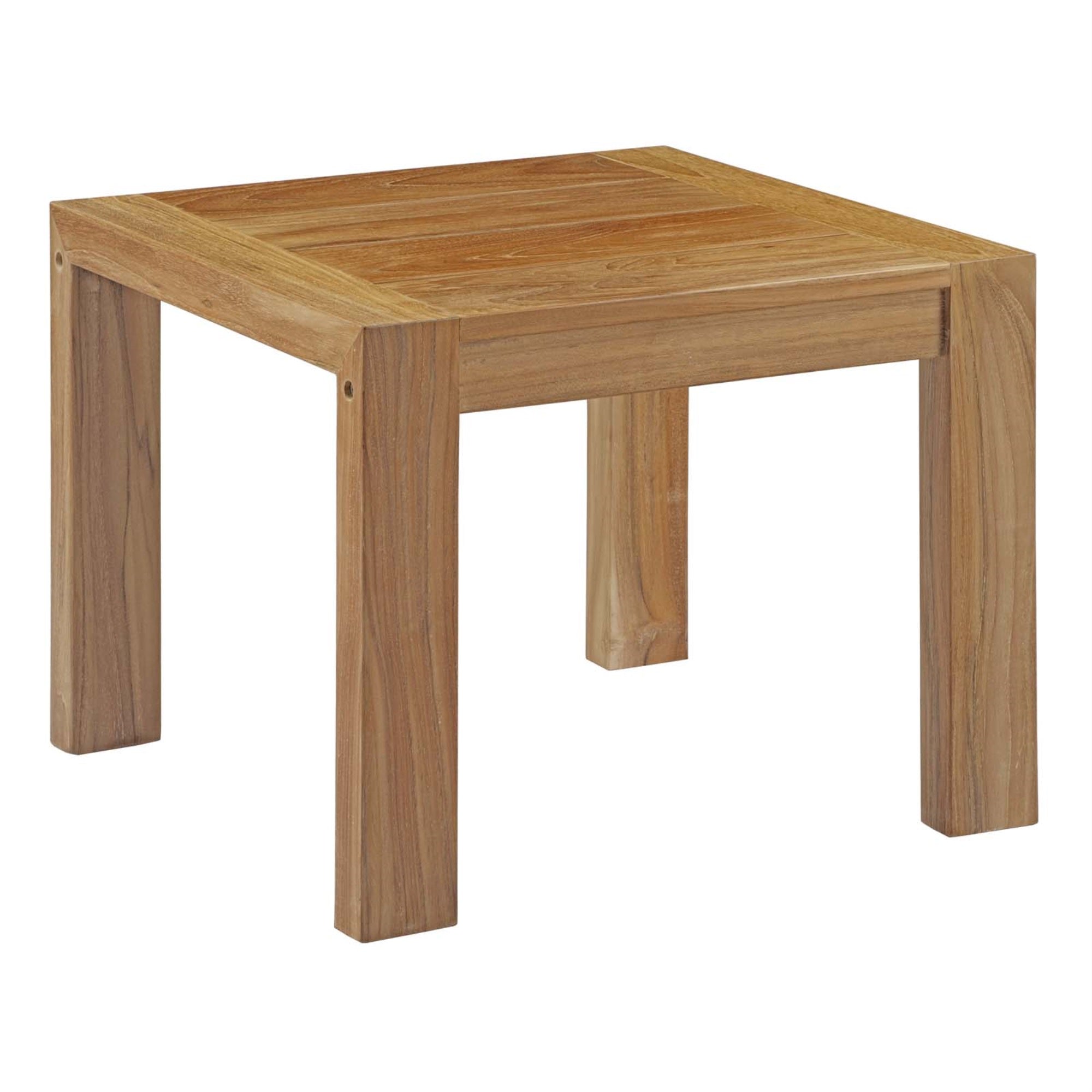 Upland Teak Wood Outdoor Patio Side Table - Durable & Stylish Furniture For Balconies, Backyards, And Gardens. Resilient Against Harsh Weather. Easy Assembly.