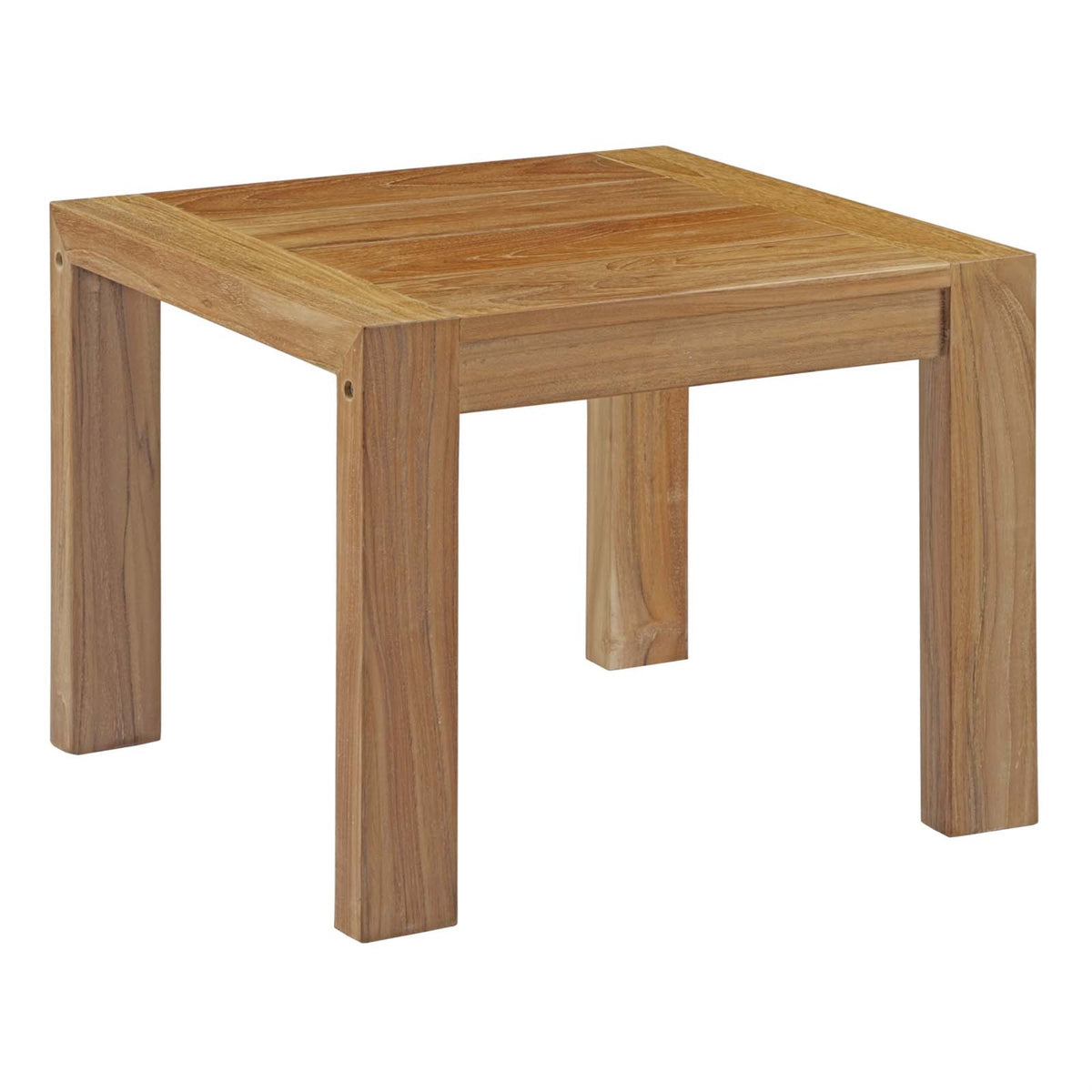 Upland Teak Wood Outdoor Patio Side Table - Durable & Stylish Furniture For Balconies, Backyards, And Gardens. Resilient Against Harsh Weather. Easy Assembly.