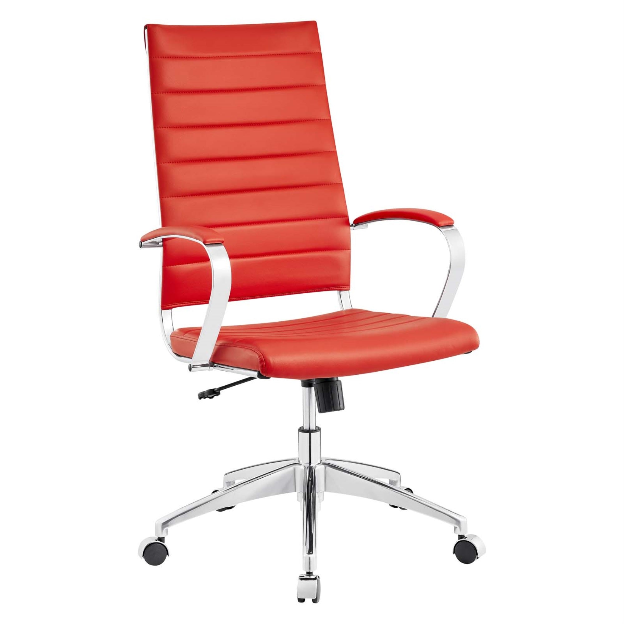 Jive Ribbed High Back Executive Office Chair - Stylish & Functional With Natural Posture Support, Comfortable Cushion & Padded Arms, Chrome-Plated Aluminum Base, Easy Mobility, Ideal For Modern Office