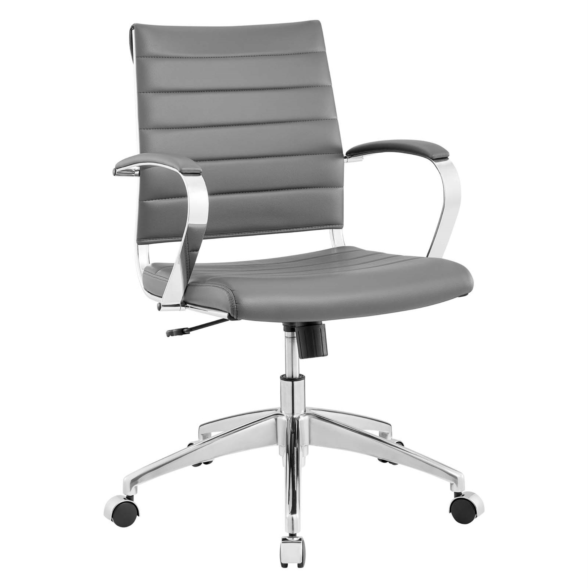 Jive Ribbed Mid Back Executive Office Chair - Stylish & Functional, Comfortable Seating, Durable Vinyl Back, Padded Arms, Chrome-Plated Aluminum Base, Easy Mobility, Adjustable Back Position, Modern Office Chair