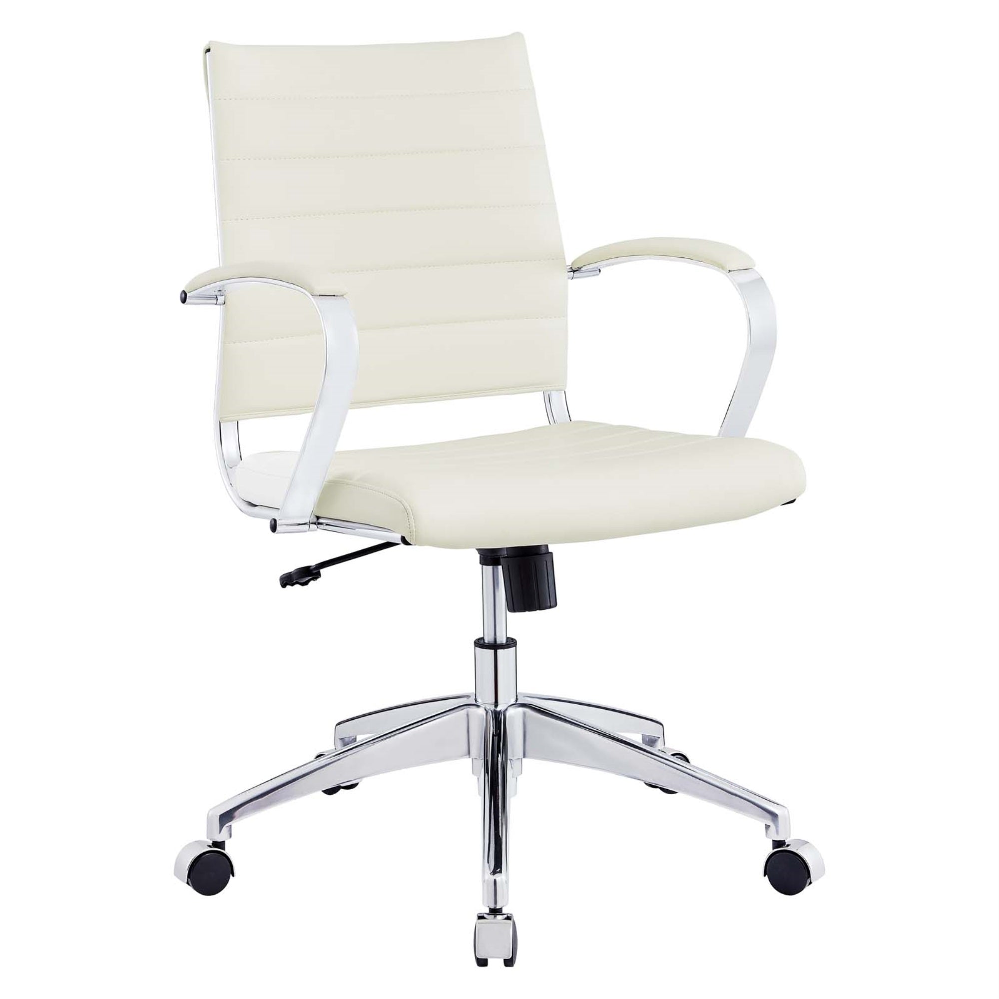 Jive Ribbed Mid Back Executive Office Chair - Stylish, Comfortable, And Supportive With Padded Cushion, Adjustable Back Position, And Chrome-Plated Aluminum Base. Perfect For Modern Offices.