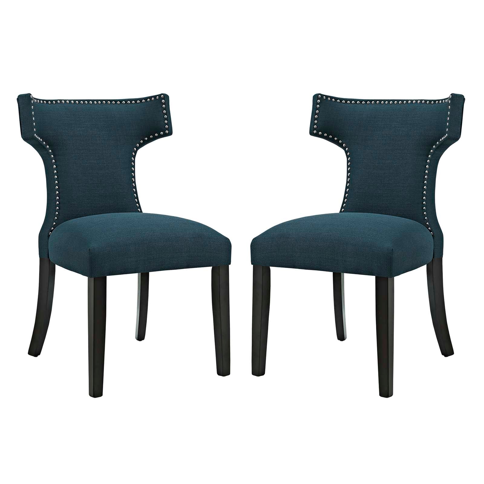 Curve Dining Side Chair Fabric Set Of 2 - Azure