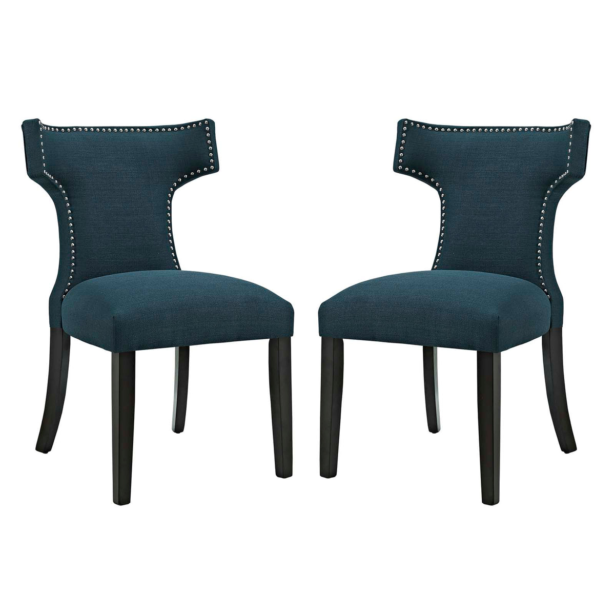 Curve Dining Side Chair Fabric Set Of 2 - Azure