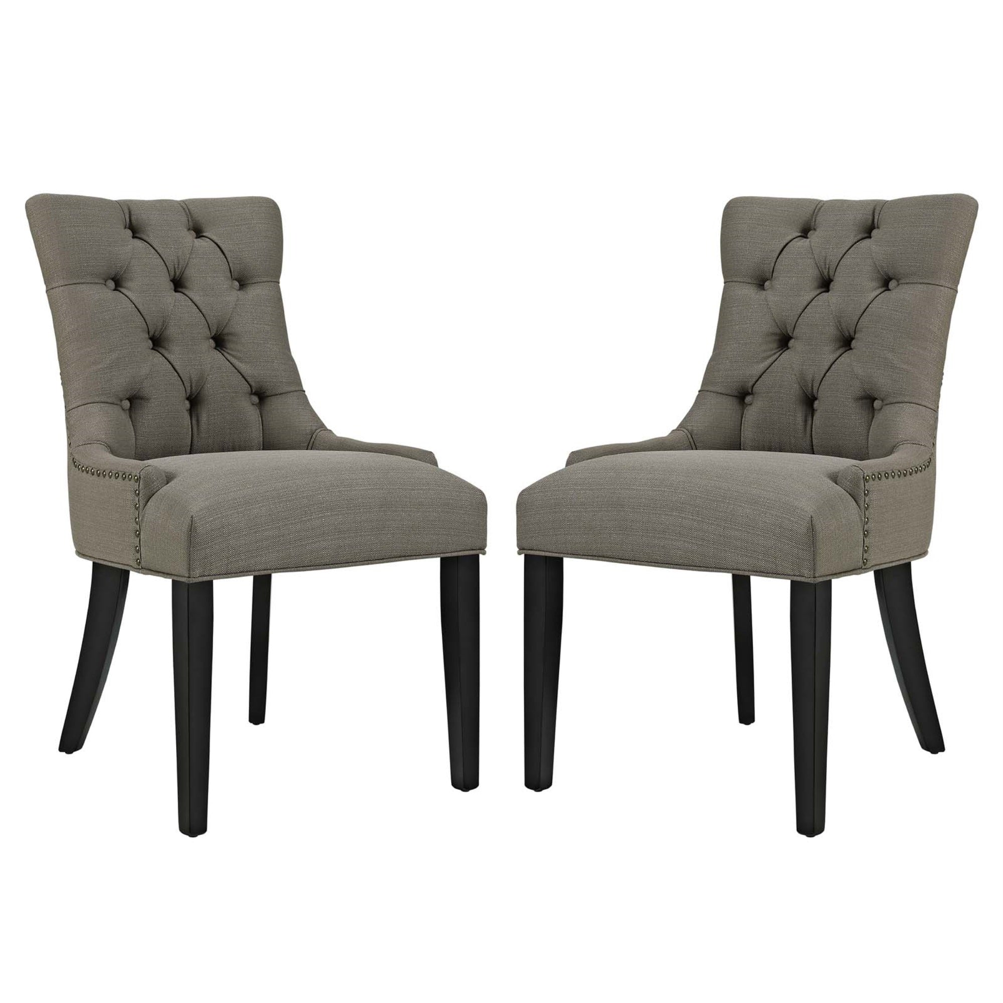 Regent Dining Side Chair Set Of 2 - Elegant Nostalgic Design, Tufted Buttons, Nailhead Trim, Plush Cushion, Polyester Fabric, Wooden Legs