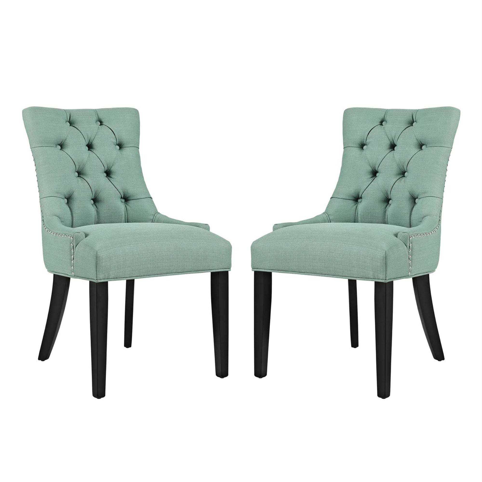 Regent Dining Side Chair Set Of 2 - Nostalgic Era Design, Tufted Buttons, Nailhead Trim, Plush Cushion, Polyester Fabric