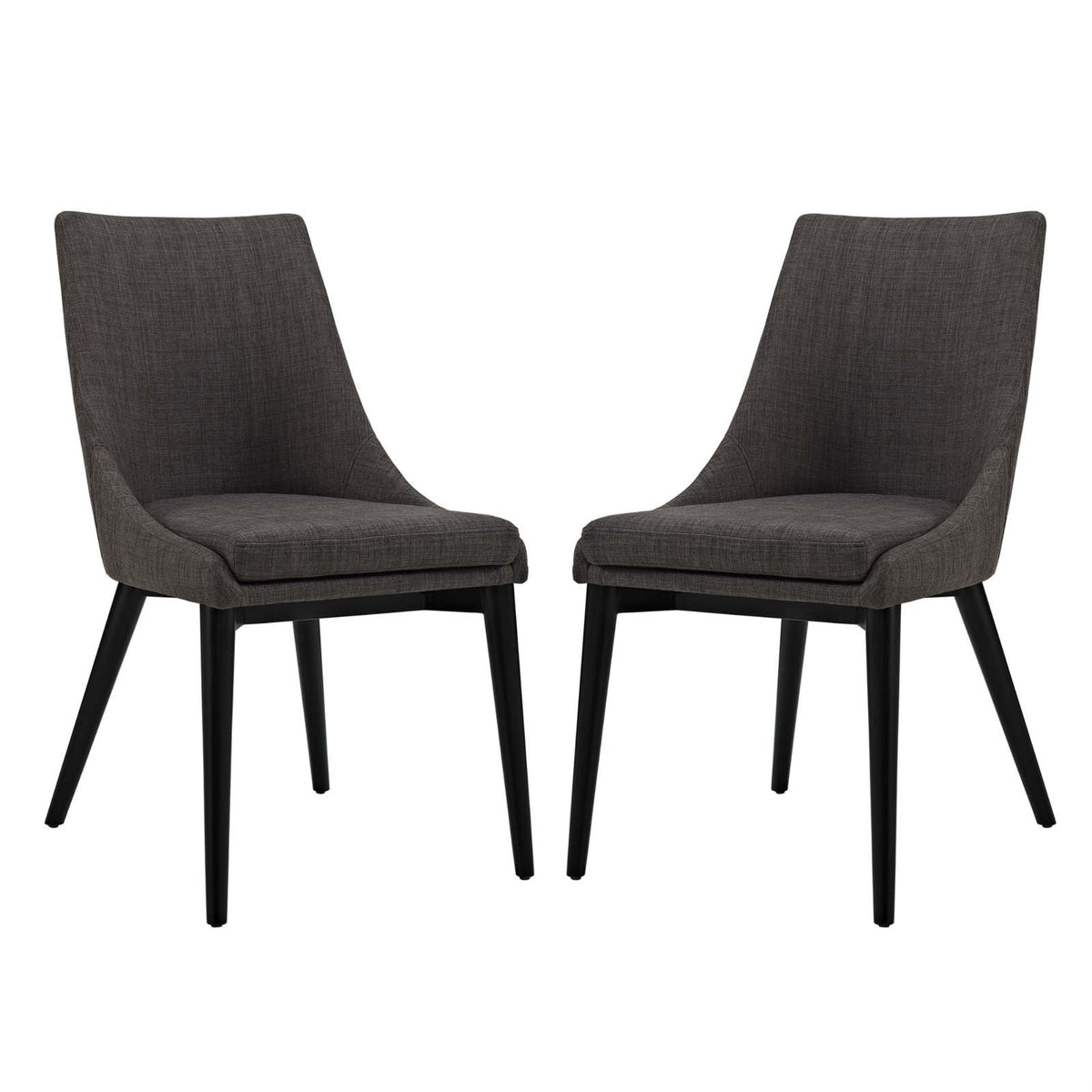 Casafoyer Viscount Mid-Century Modern Upholstered Fabric Two Kitchen And Dining Room Chairs In Brown