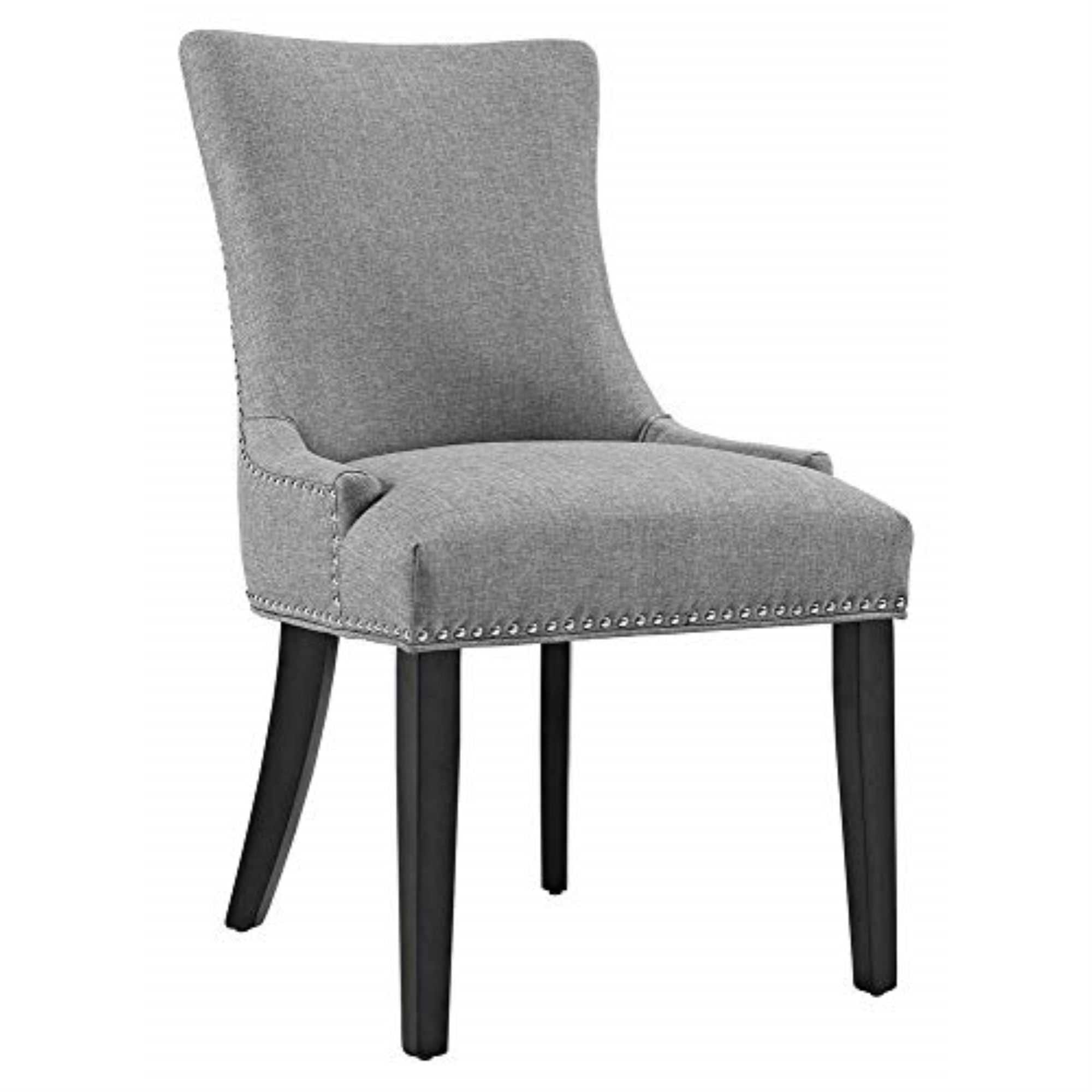 Casafoyer Marquis Modern Elegant Upholstered Fabric Parsons Dining Side Chair With Nailhead Trim And Wood Legs, Set Of 2, Light Gray