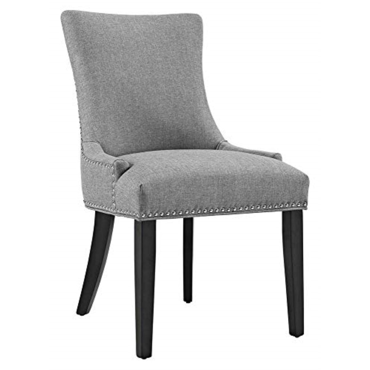 Casafoyer Marquis Modern Elegant Upholstered Fabric Parsons Dining Side Chair With Nailhead Trim And Wood Legs, Set Of 2, Light Gray