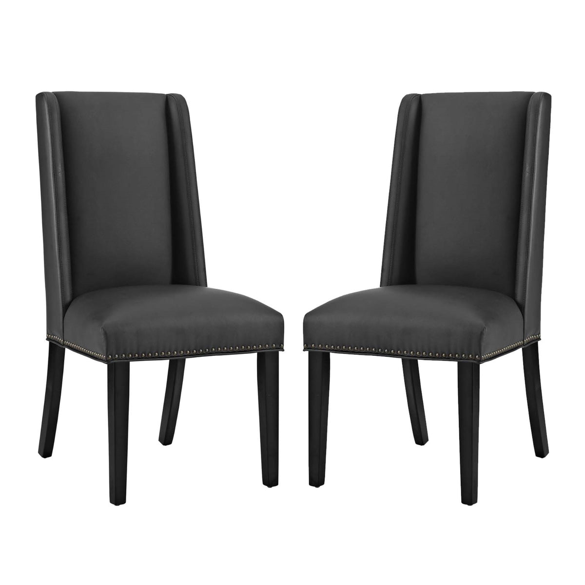 Baron Dining Chair Set Of 2 - Sophisticated Design, Antique Copper Nailhead Trim, Plush Foam Padding, Premium Vinyl Upholstery, Sturdy Wooden Frame, Non-Marking Foot Glides