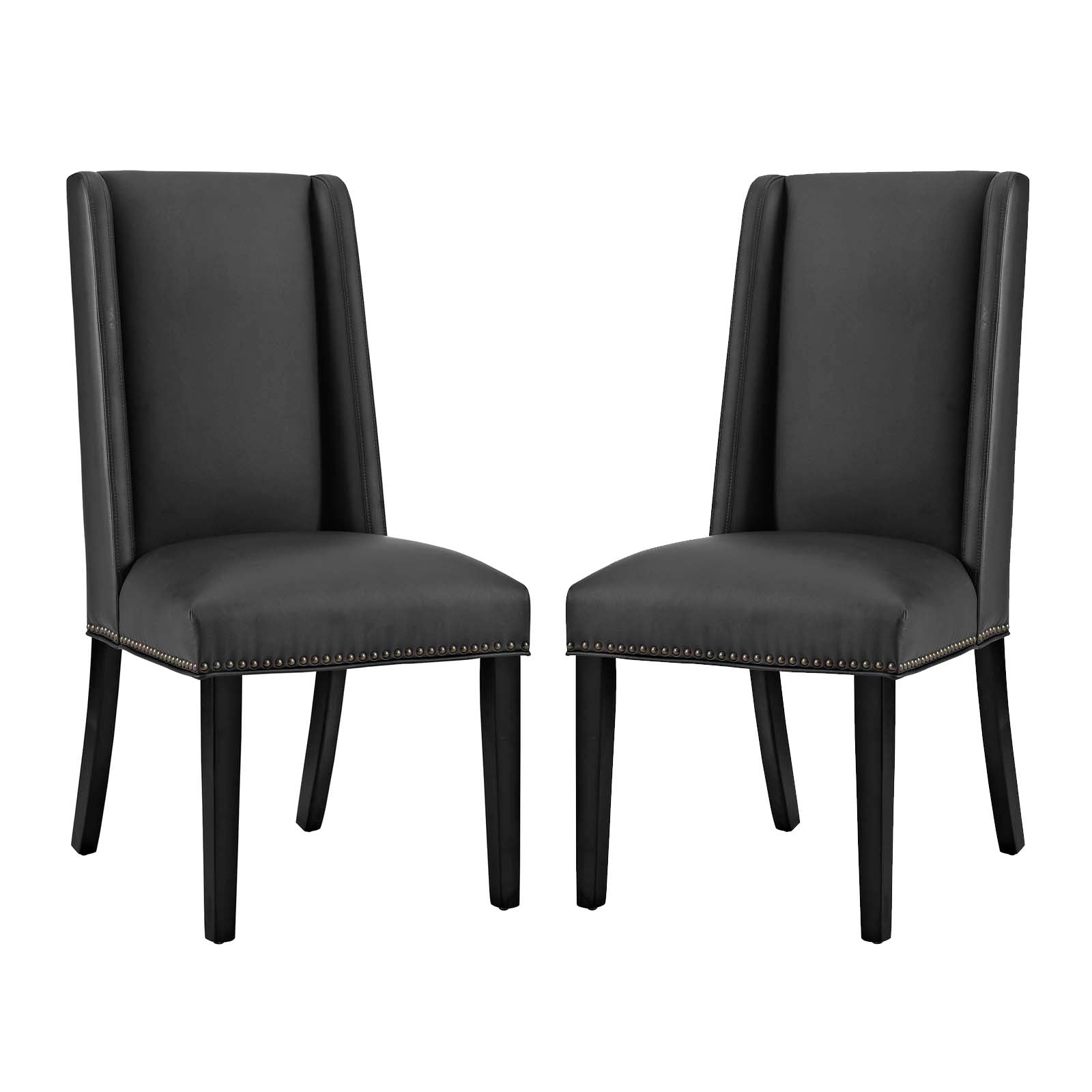 Baron Dining Chair Vinyl Set Of 2 - Black