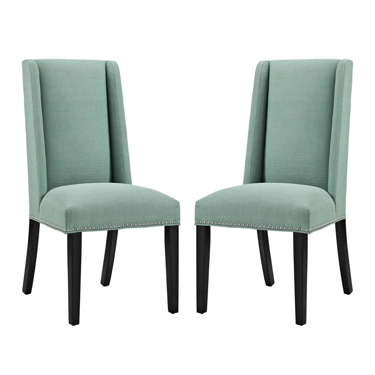 Baron Dining Chair Set Of 2 - Exquisite Design, Plush Upholstery, Solid Wood Frame, Nailhead Trim - Ideal For Modern Dining Space