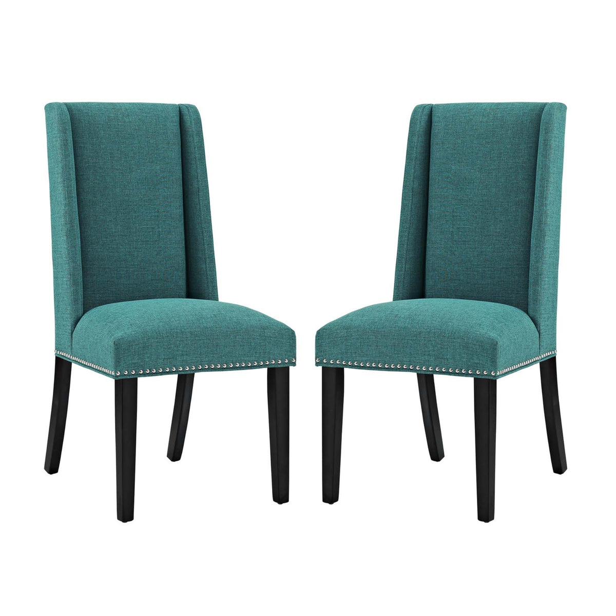 Baron Dining Chair Set Of 2 - Elegant Upholstered Chairs With Nailhead Trim And Non-Marking Foot Glides
