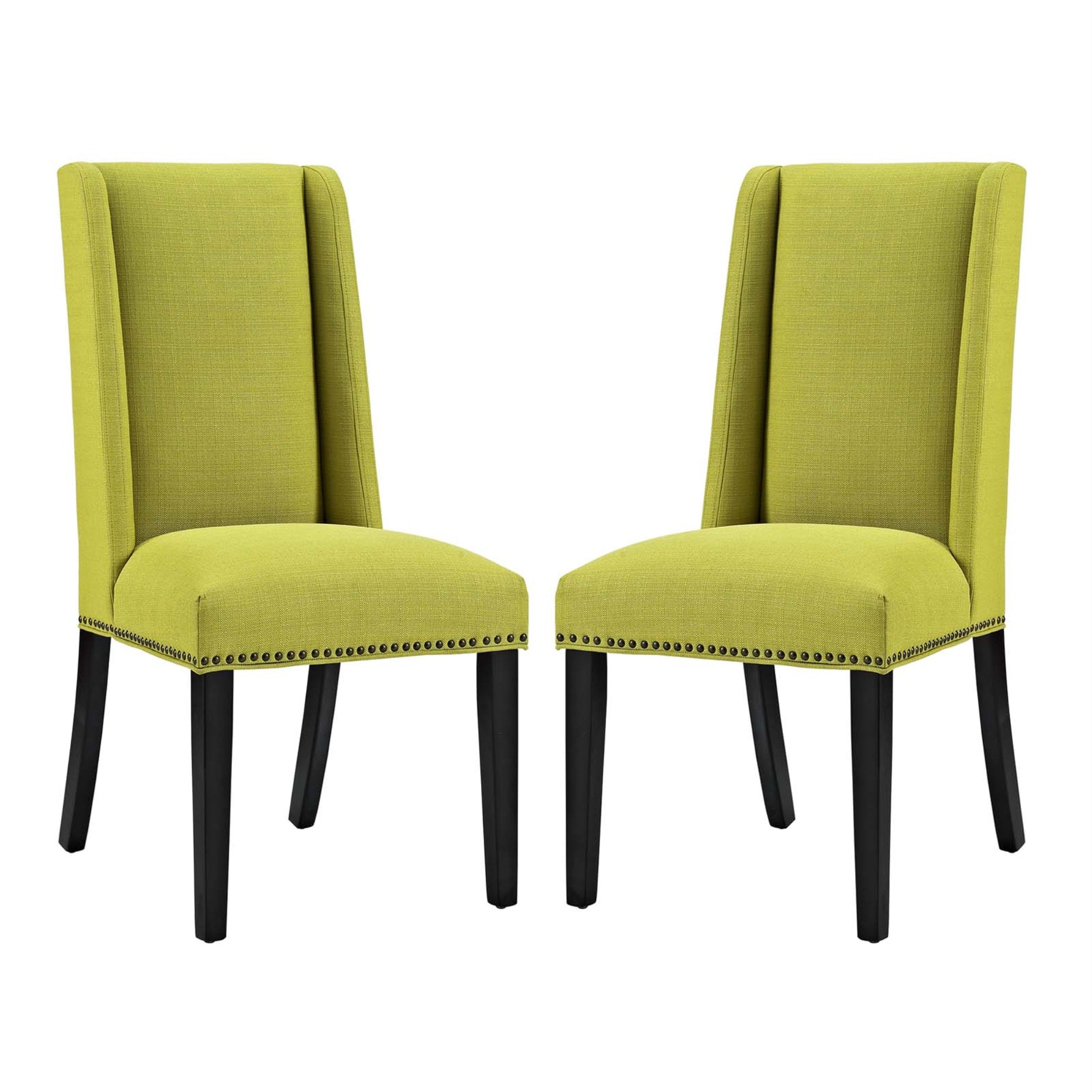 Baron Dining Chair Set Of 2 - Sophisticated Upholstered Chairs With Nailhead Trim & Solid Wood Frame - Contemporary Household Furniture
