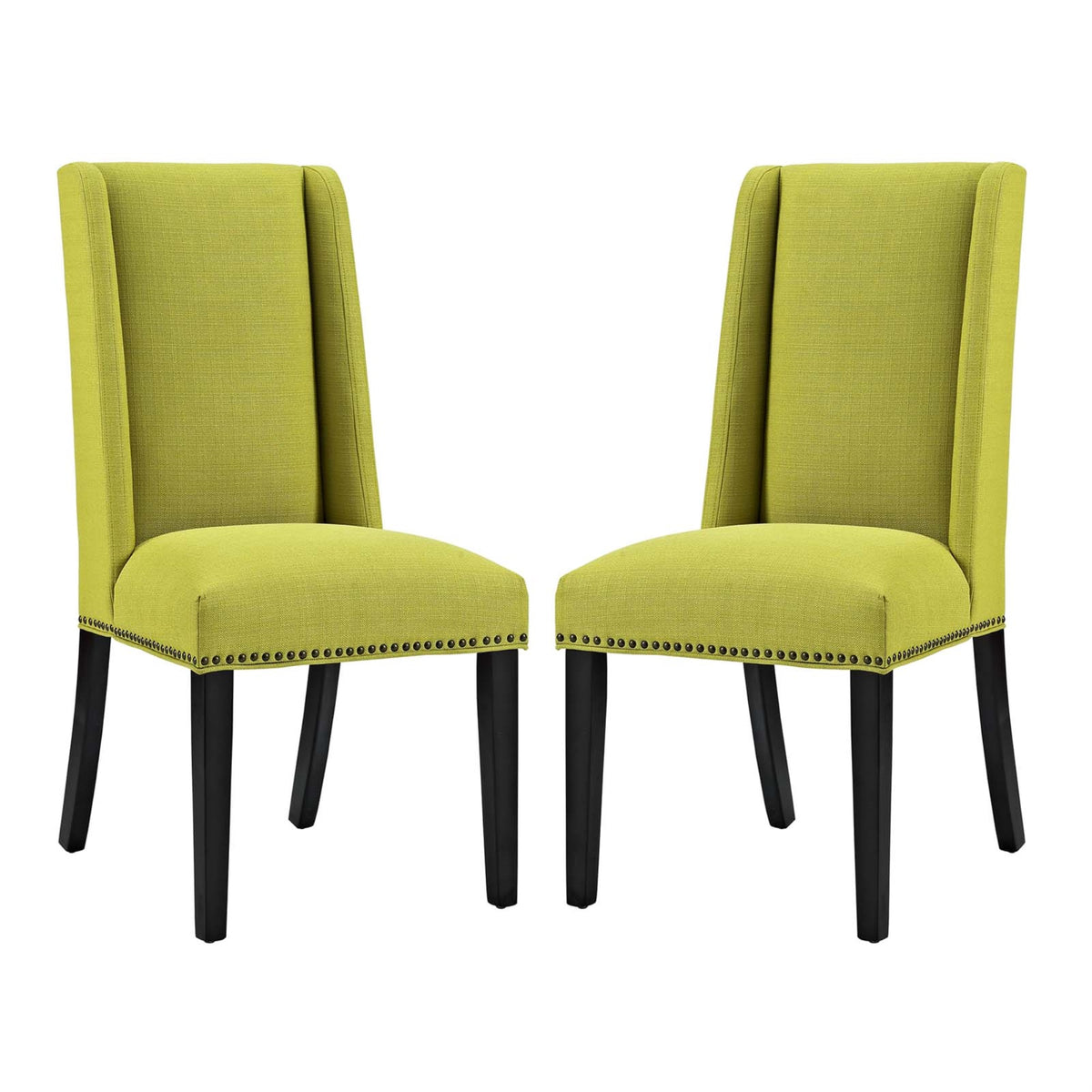 Baron Dining Chair Set Of 2 - Sophisticated Upholstered Chairs With Nailhead Trim & Solid Wood Frame - Contemporary Household Furniture