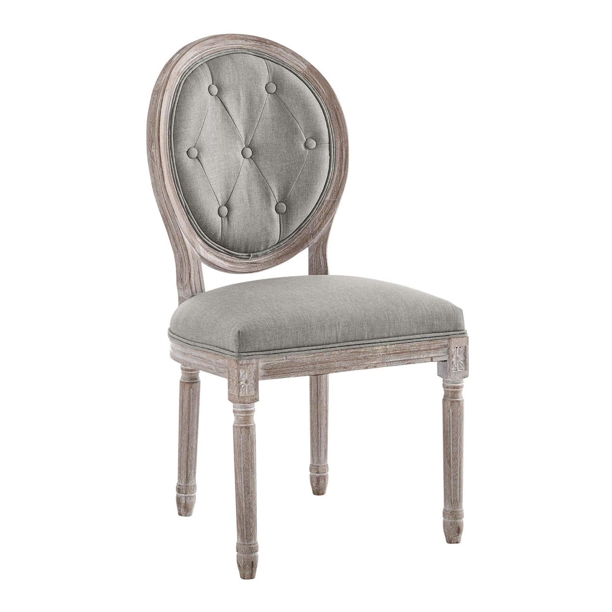 Casafoyer Arise French Vintage Tufted Upholstered Fabric Dining Side Chair In Light Gray