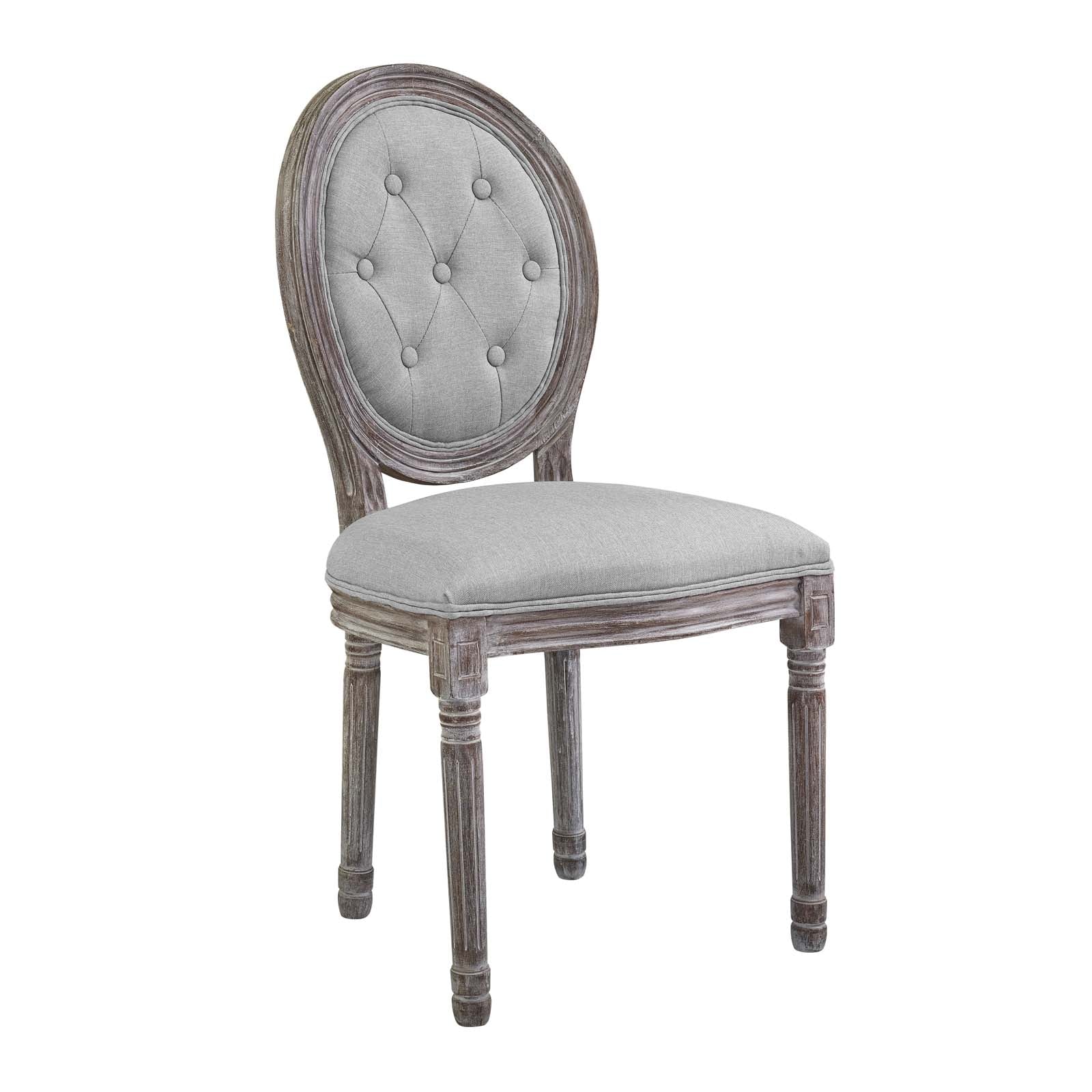 Arise Vintage French Upholstered Fabric Dining Side Chair - Light Gray