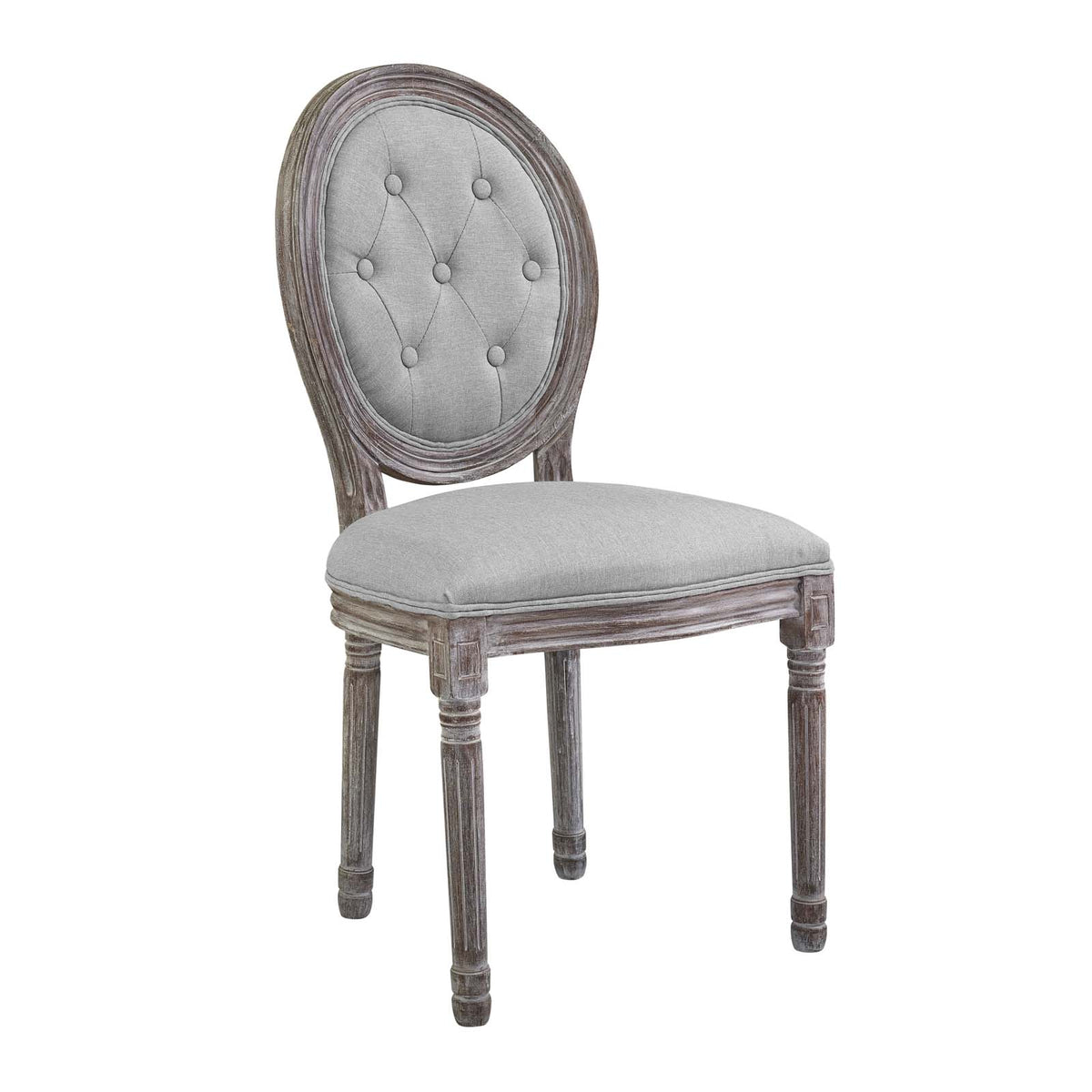 Arise Vintage French Upholstered Fabric Dining Side Chair - Light Gray