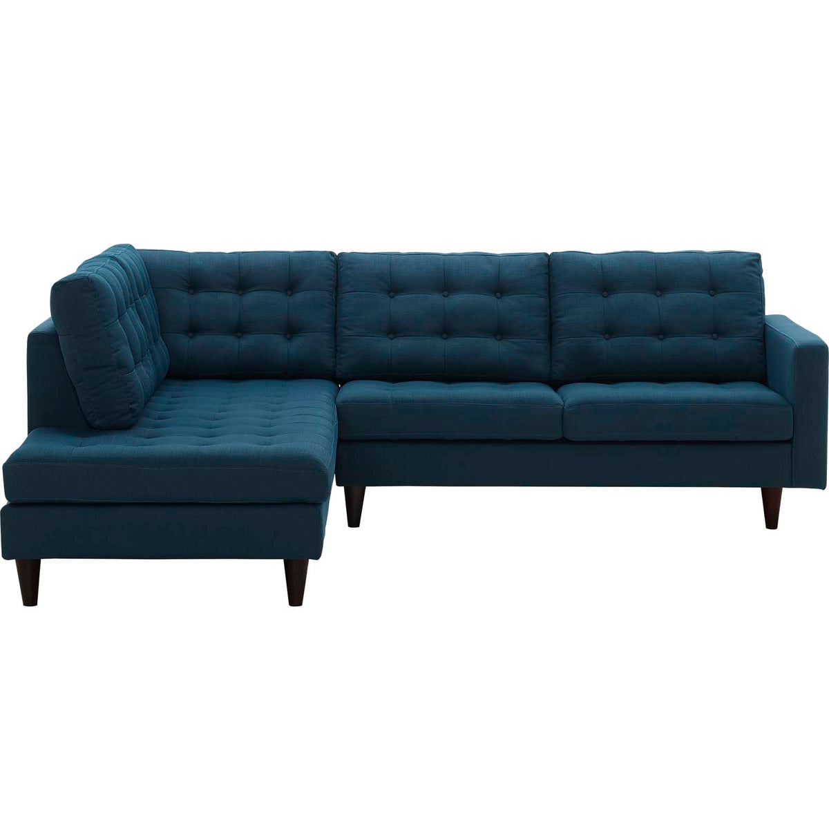 Empress 2 Piece Upholstered Fabric Left Facing Bumper Sectional - Azure
