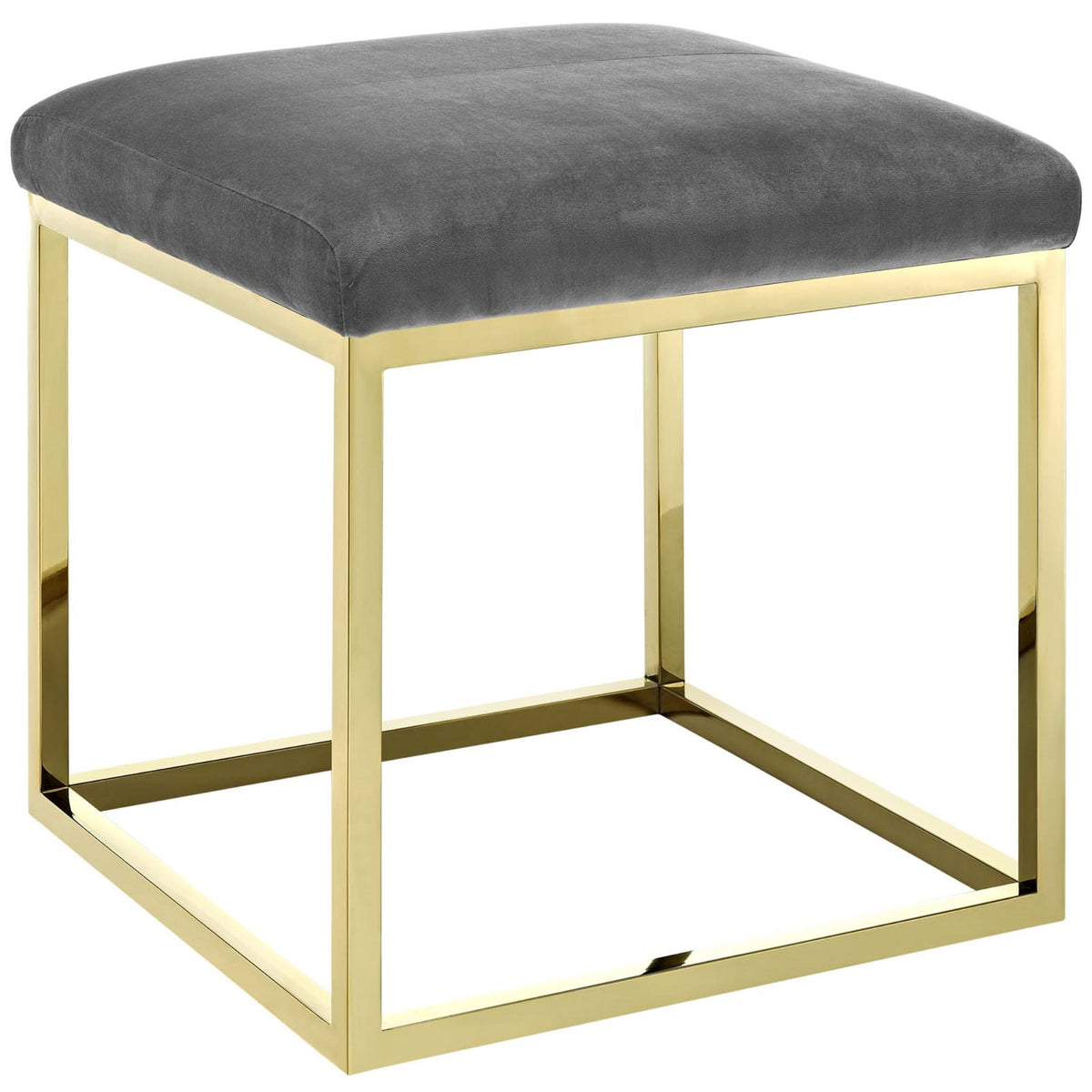 Anticipate Ottoman - Polished Stainless Steel Base, Velvet Polyester Fabric Top, Non-Marking Foot Caps, Supportive Seat Cushion, 265 Lbs Weight Capacity, No Assembly Required