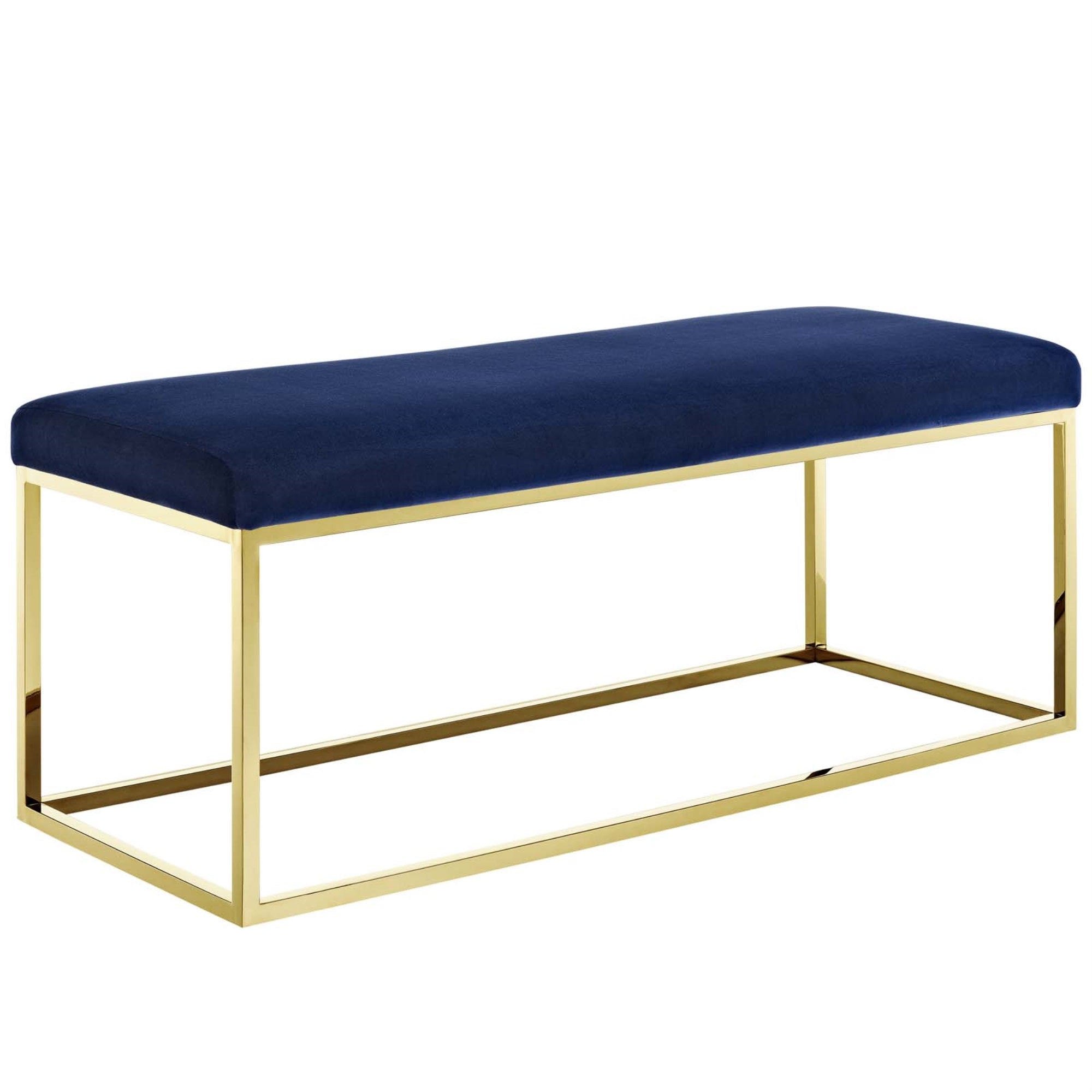 Anticipate Bench: Sophisticated Velvet Upholstered Bench With Stainless Steel Base. Non-Marking Foot Caps, Supportive Cushion, 331 Lbs Weight Capacity. No Assembly Required. Elevate Your Decor.