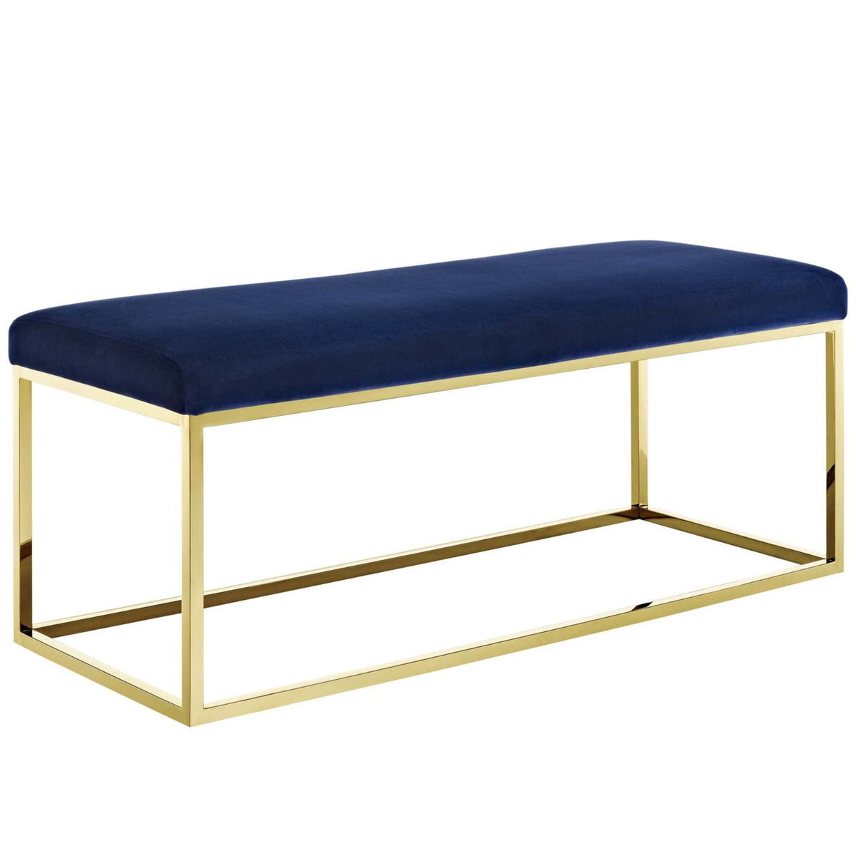 Anticipate Bench: Sophisticated Velvet Upholstered Bench With Stainless Steel Base. Non-Marking Foot Caps, Supportive Cushion, 331 Lbs Weight Capacity. No Assembly Required. Elevate Your Decor.