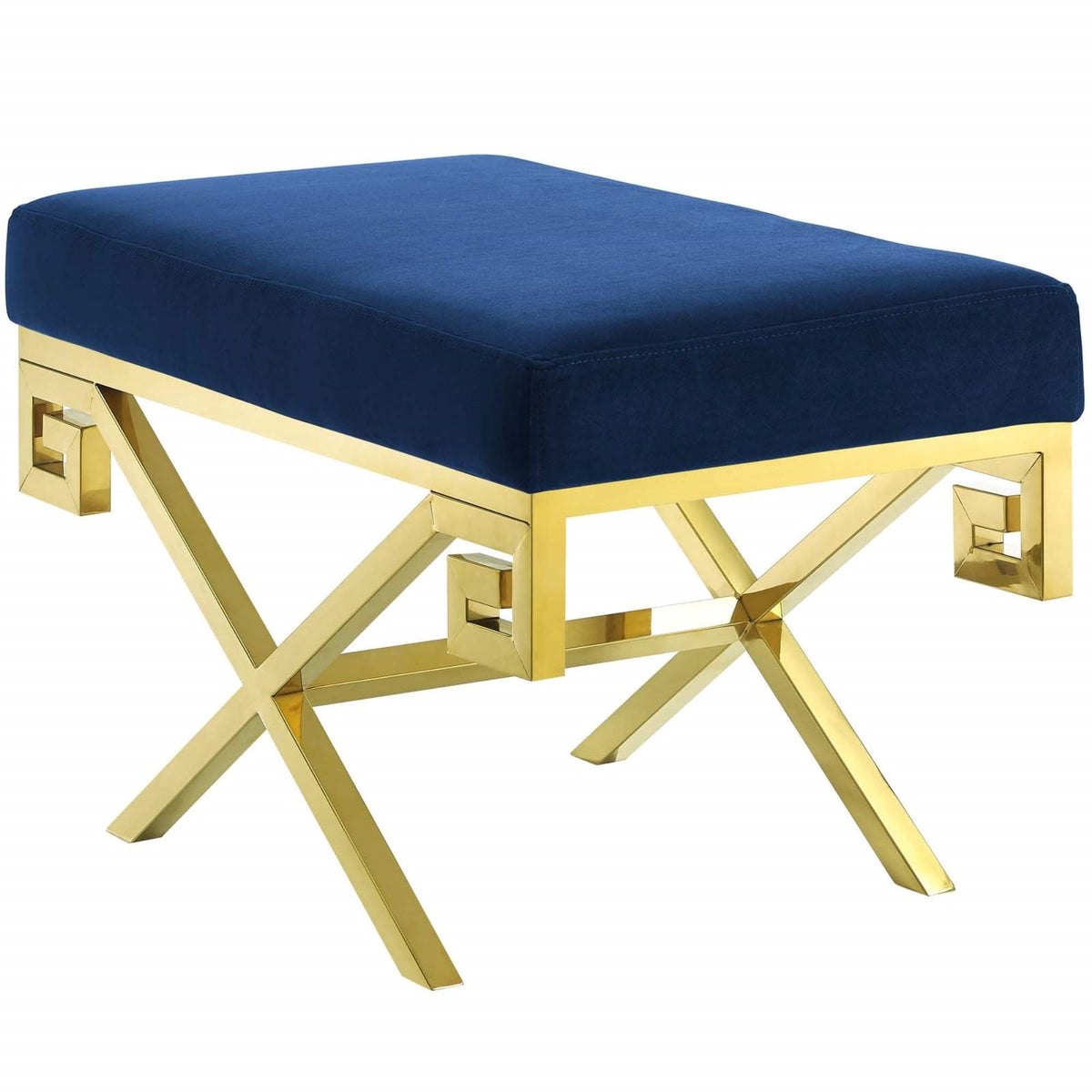 Yardlio Rove Performance Velvet Accent Bench | Modern Design | Gold Base | Stain-Resistant